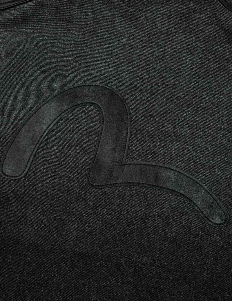 LEATHER LOGO AND SEAGULL APPLIQUÉ REGULAR FIT DENIM MOTO JACKET 13