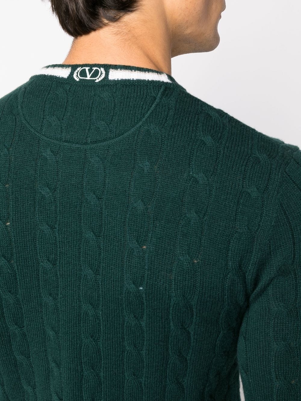 logo cable-knit crew-neck jumper - 5