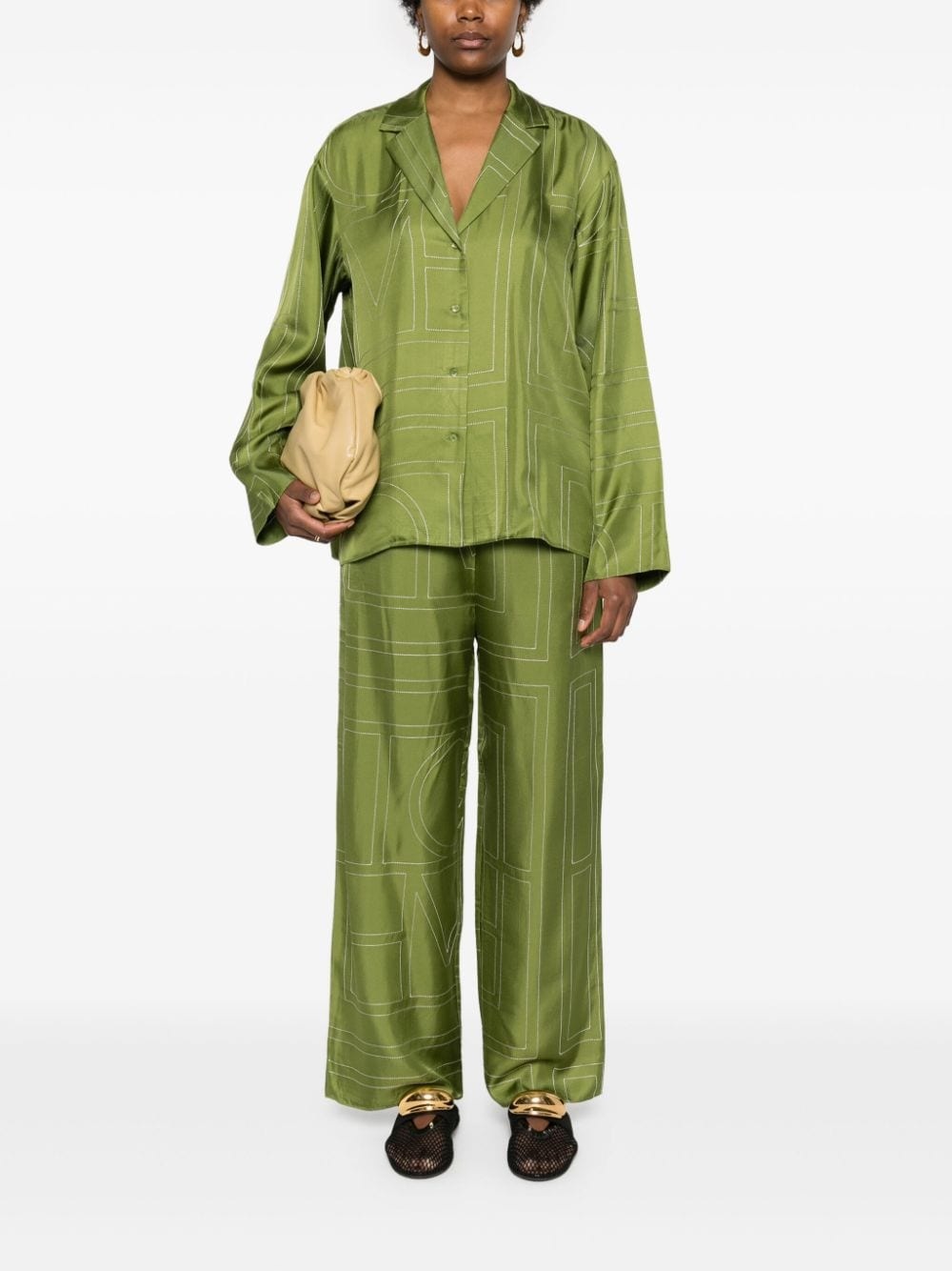 monogram silk straight-leg trousers - 2
