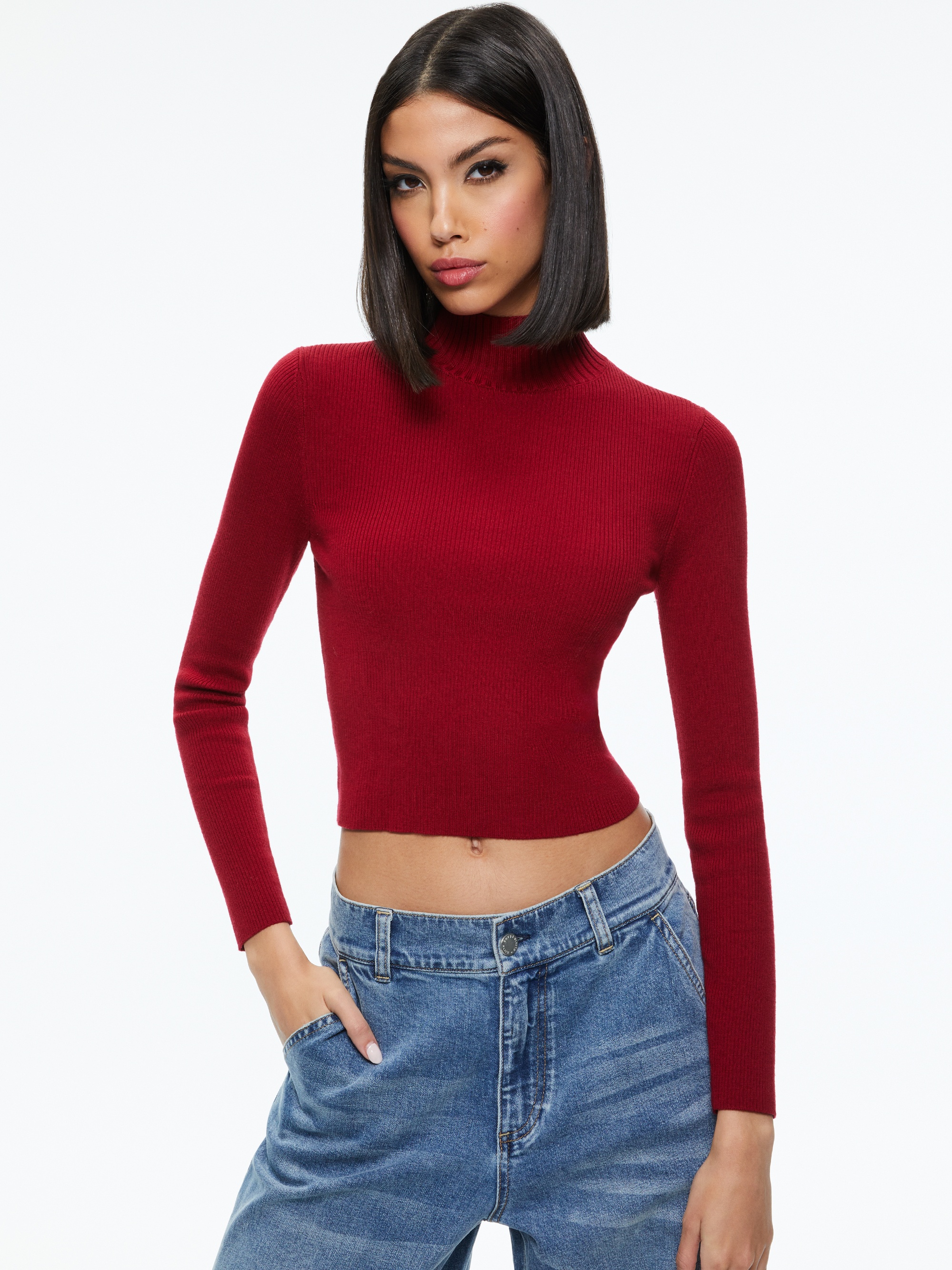 SENAIDA CROPPED MOCK NECK PULLOVER - 2