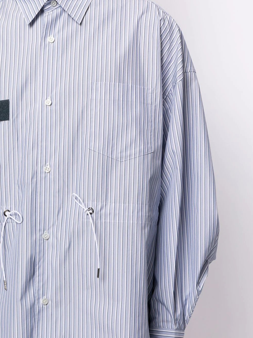 drawstring-waist stripe shirt - 5