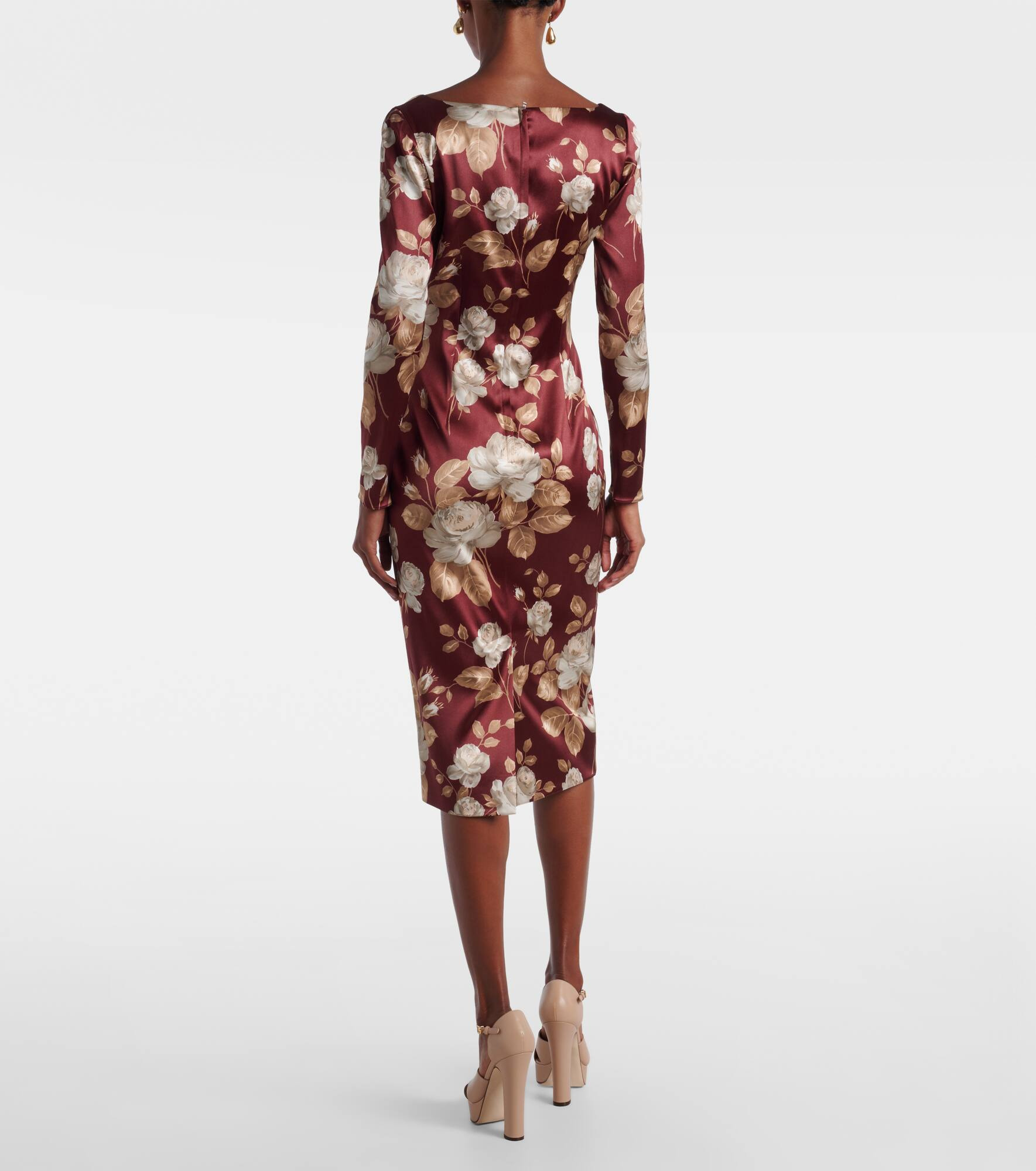 Floral satin midi dress - 3