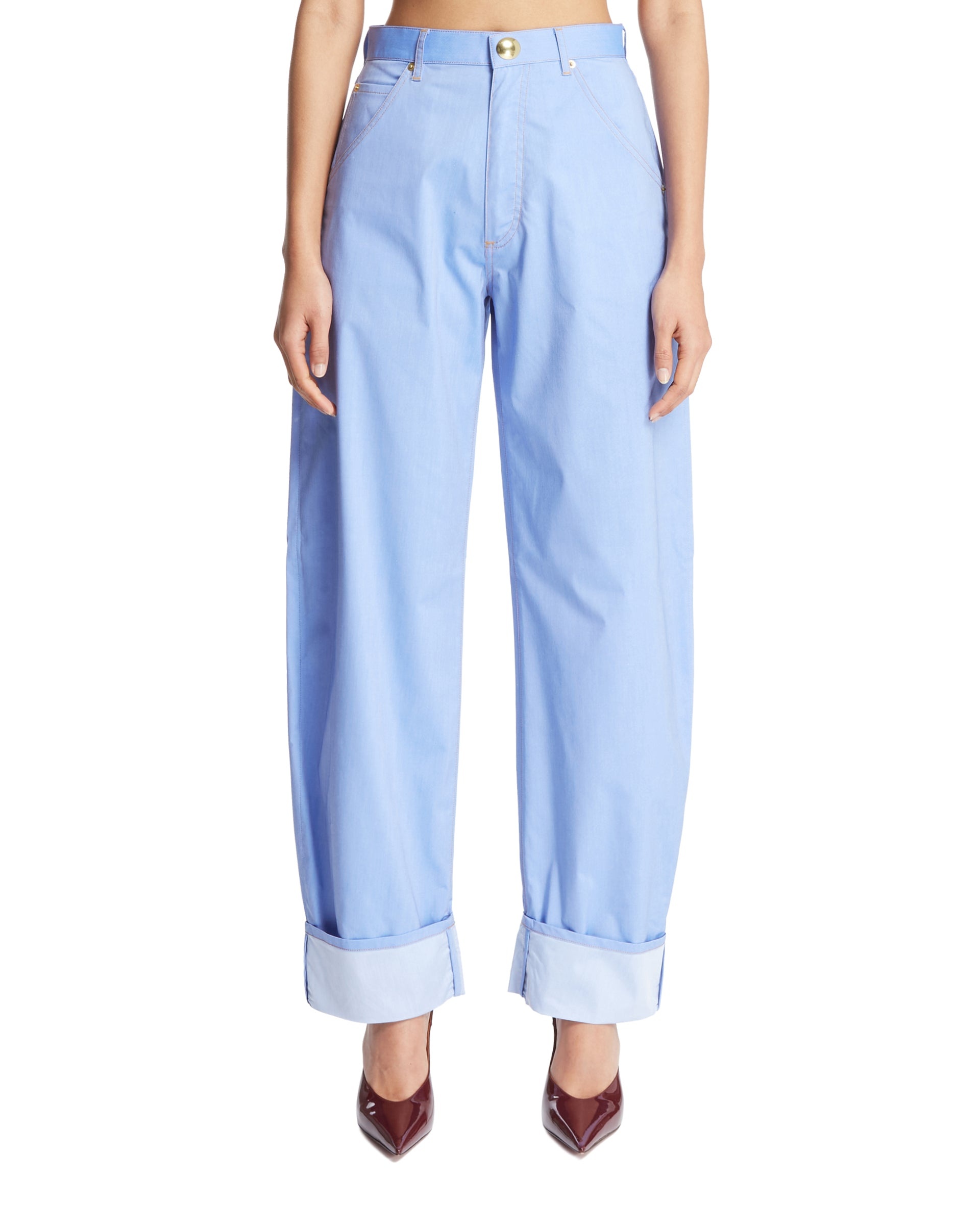 Blue Khris Barrel Leg Pants - 1