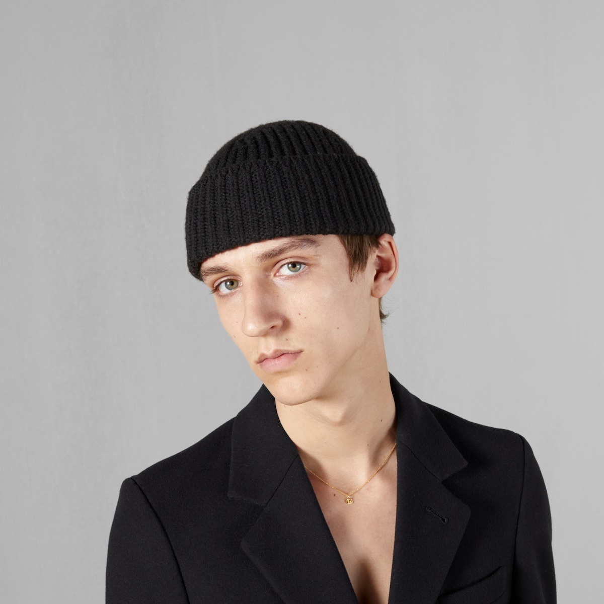 Rib wool hat with label - 3