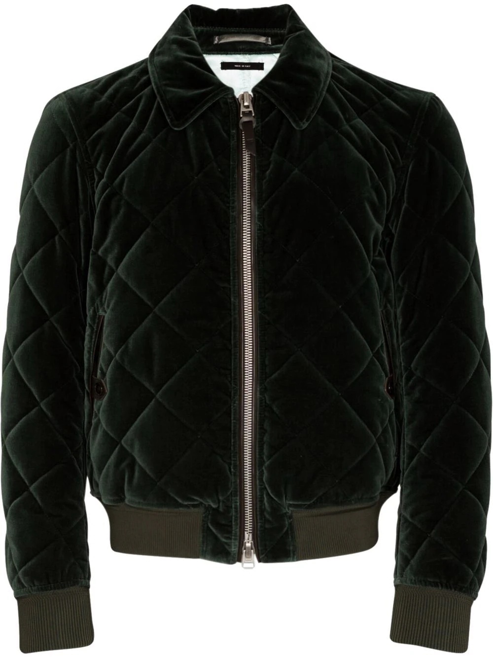 quilted velvet bomber jacket - 1