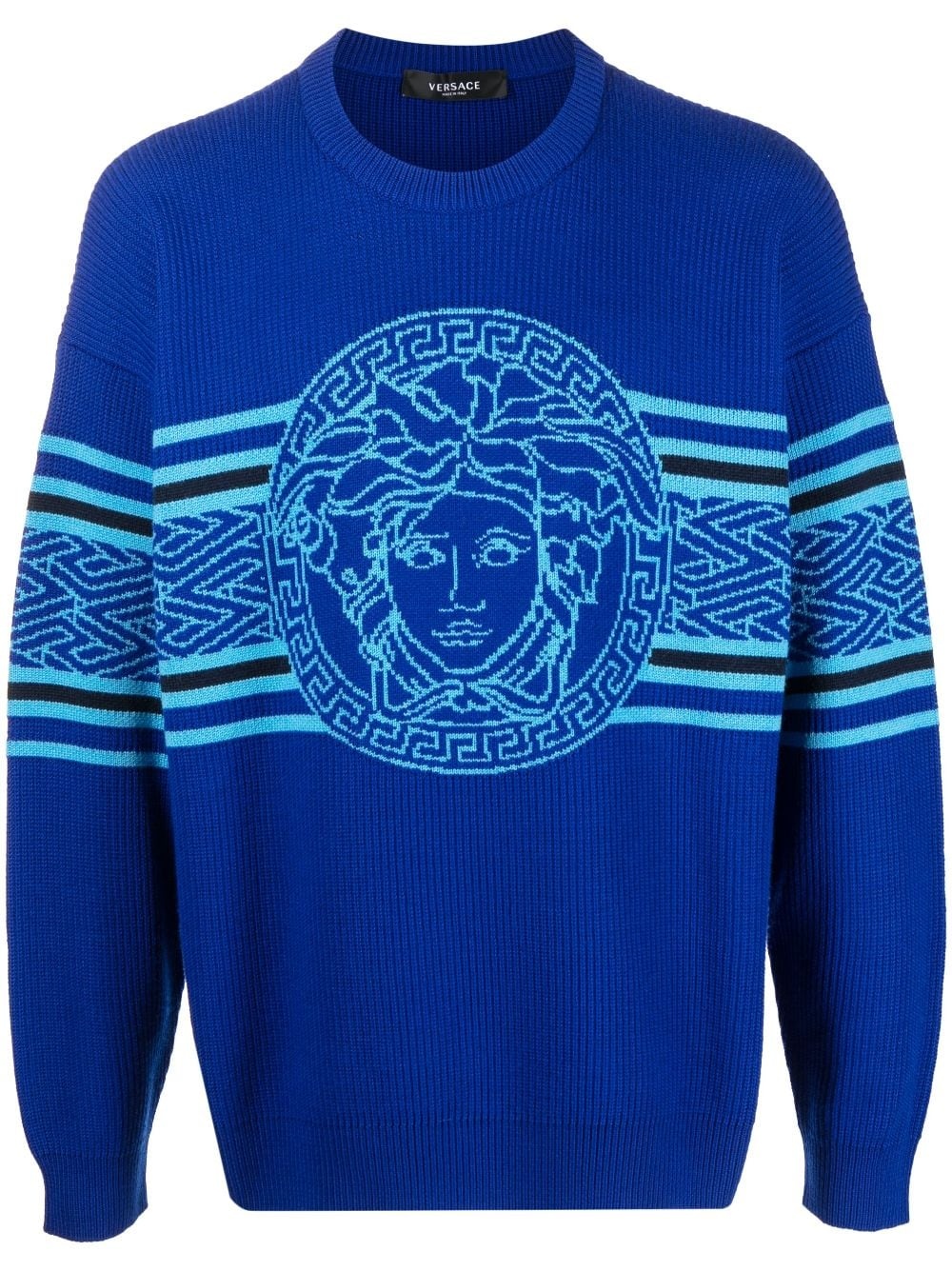 logo-motif jacquard-knit jumper, Versace