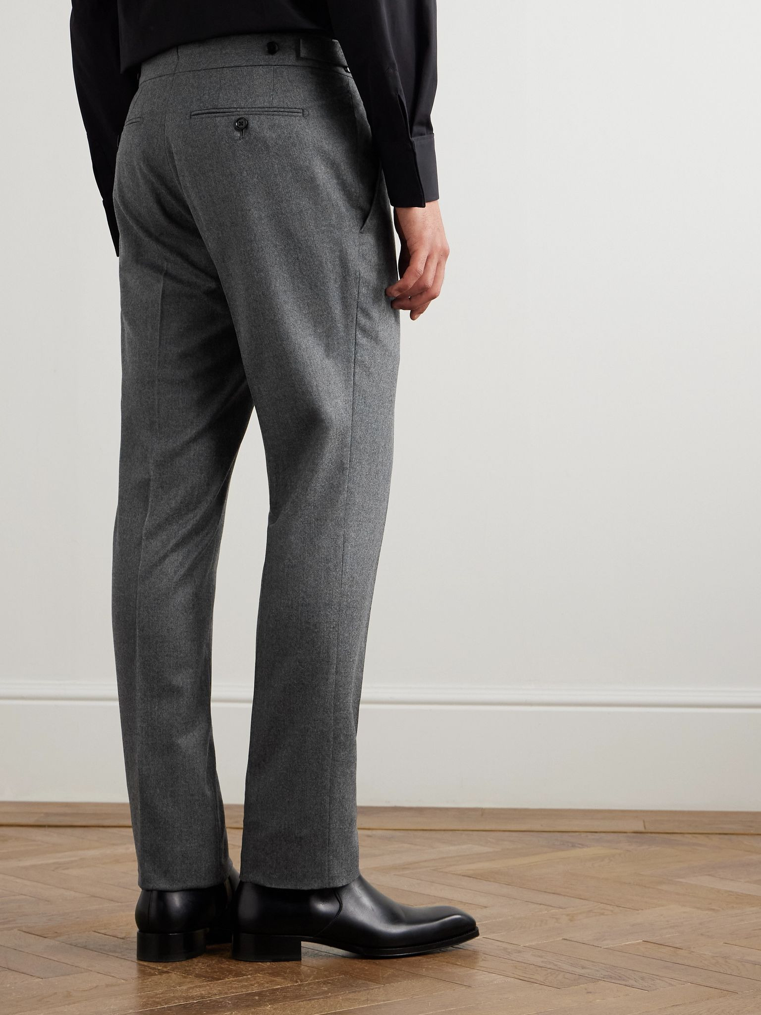 Dyllan Straight-Leg Wool-Flannel Suit Trousers Gray - 4