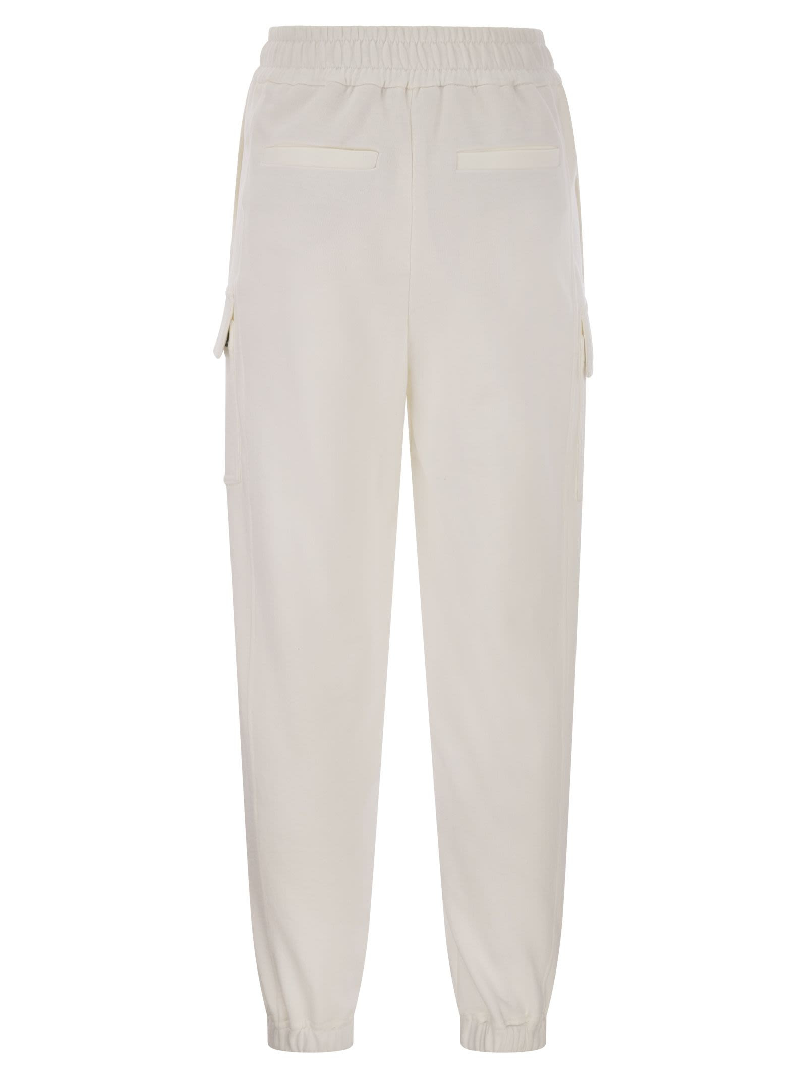Brunello Cucinelli Women Smooth Cotton Fleece Cargo Pants With Monile - 2