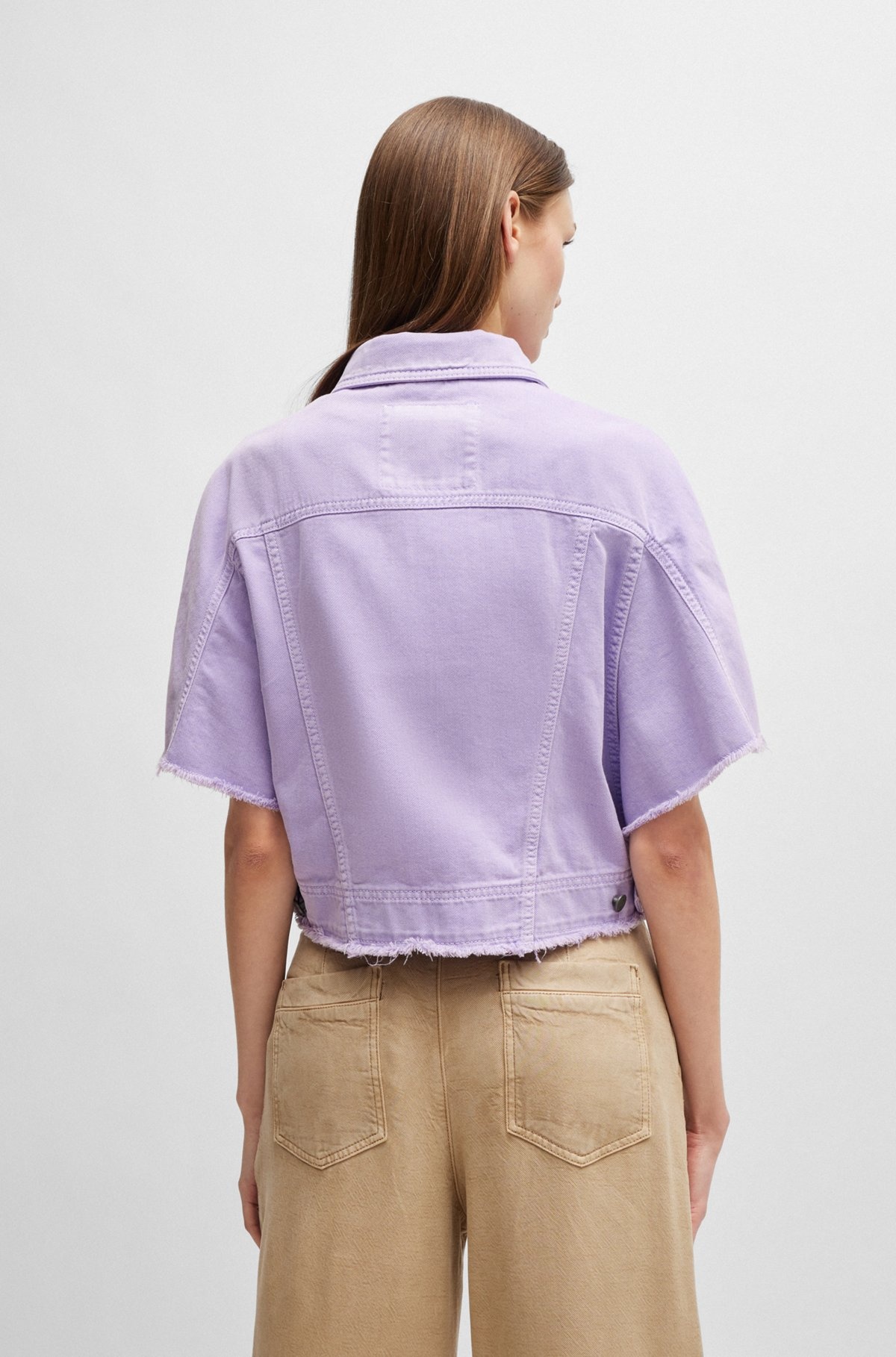 SHORT-SLEEVED JACKET IN COTTON DENIM - 4