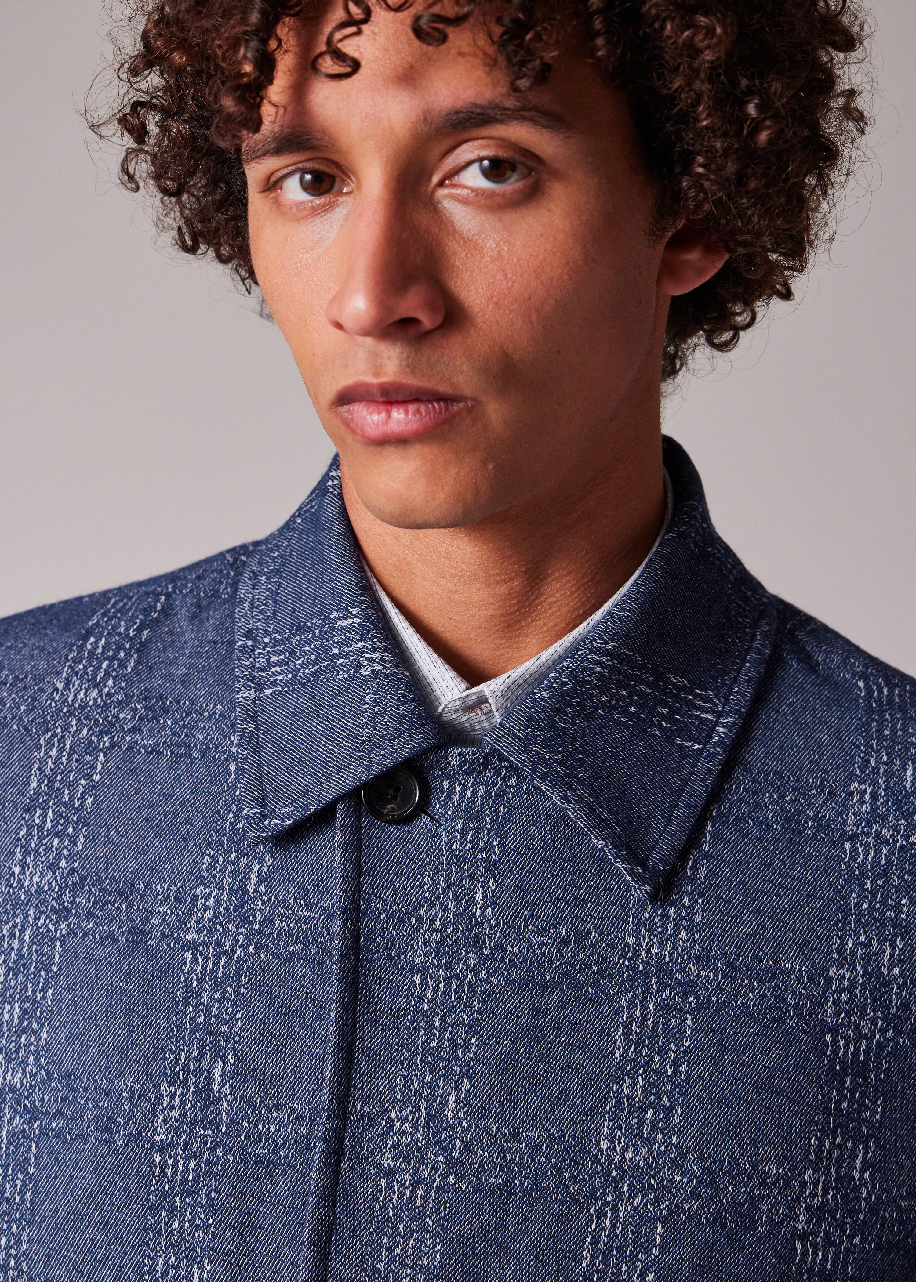 Blue Marl Jacquard Cropped Jacket - 7