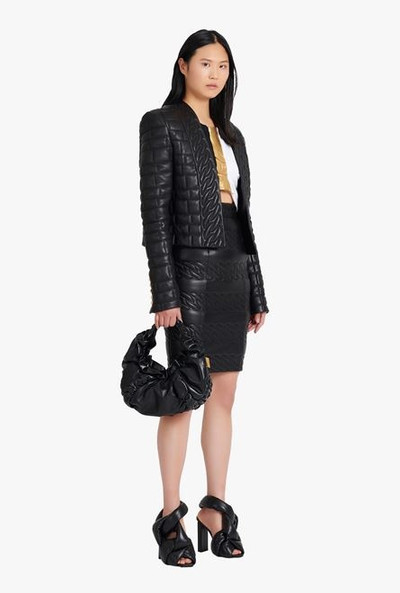 Balmain Black quilted leather spencer jacket outlook