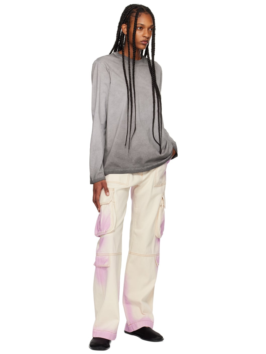 Gray Faded Long Sleeve T-Shirt - 4