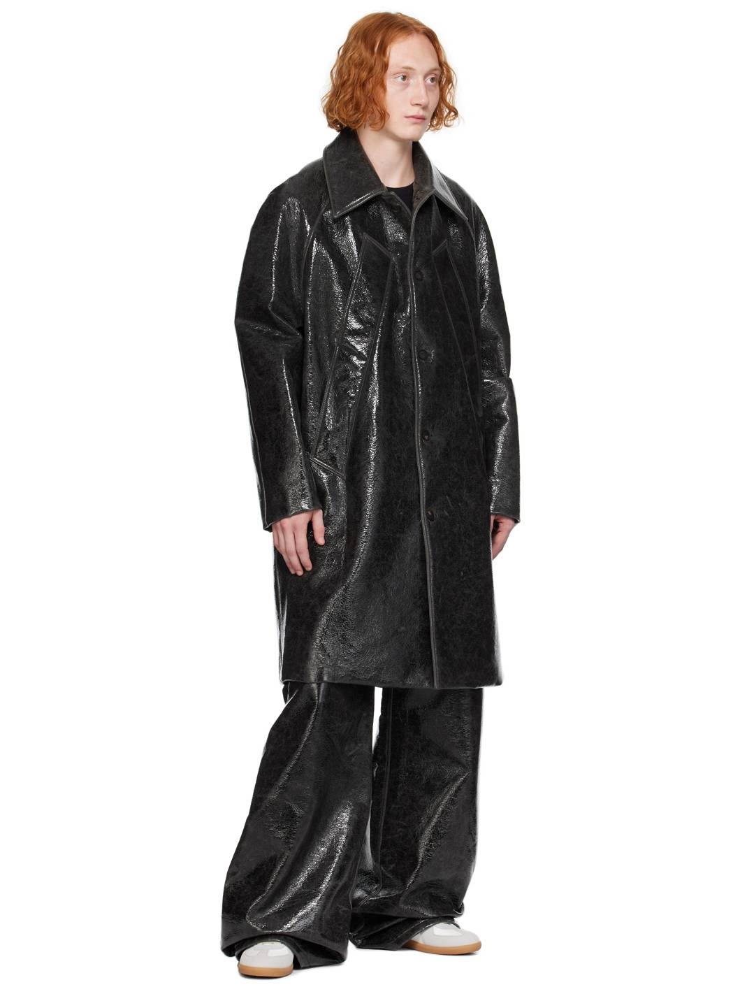 Black Vinyle Coat - 4