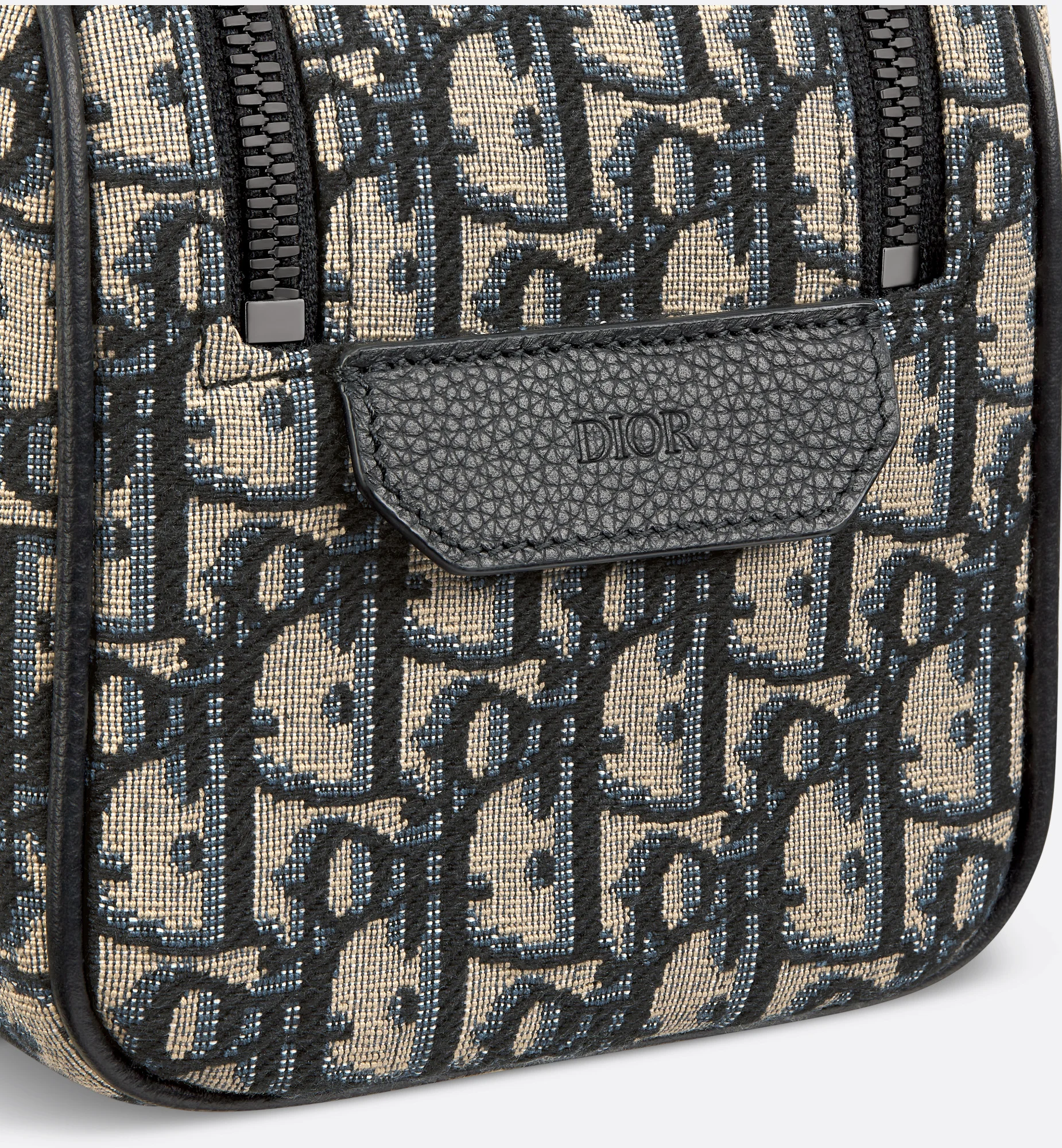 Christian Dior Canvas Jacquard Oblique Toiletry bag - Blue  Dior embroidered canvas toiletry main image 2