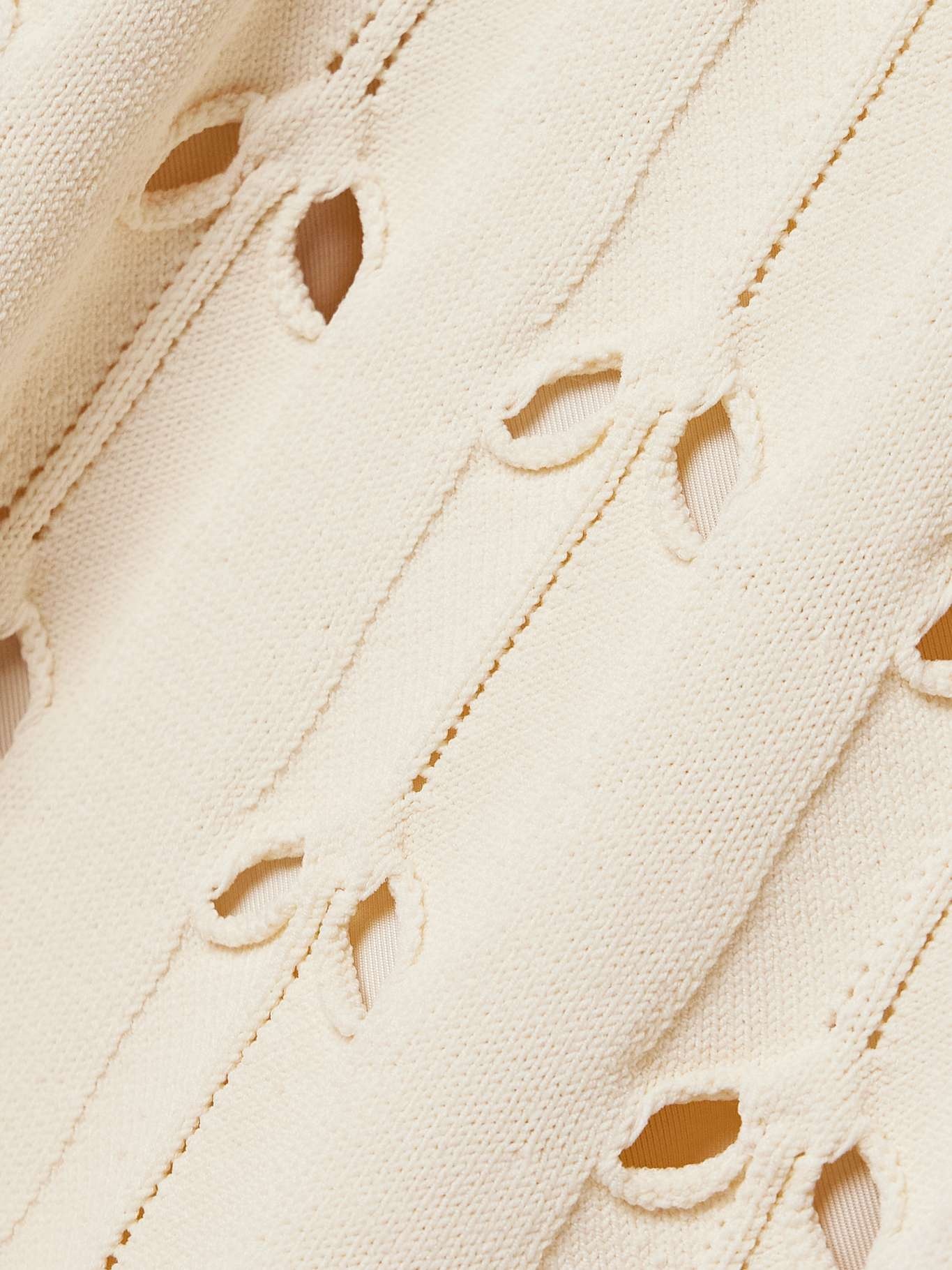 Rhiannon cutout pointelle-knit cotton-blend mini dress Cream - 4