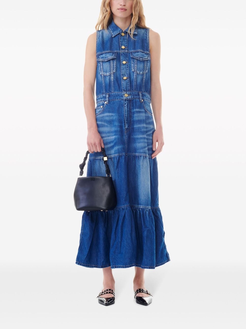 sleeveless denim dress - 2