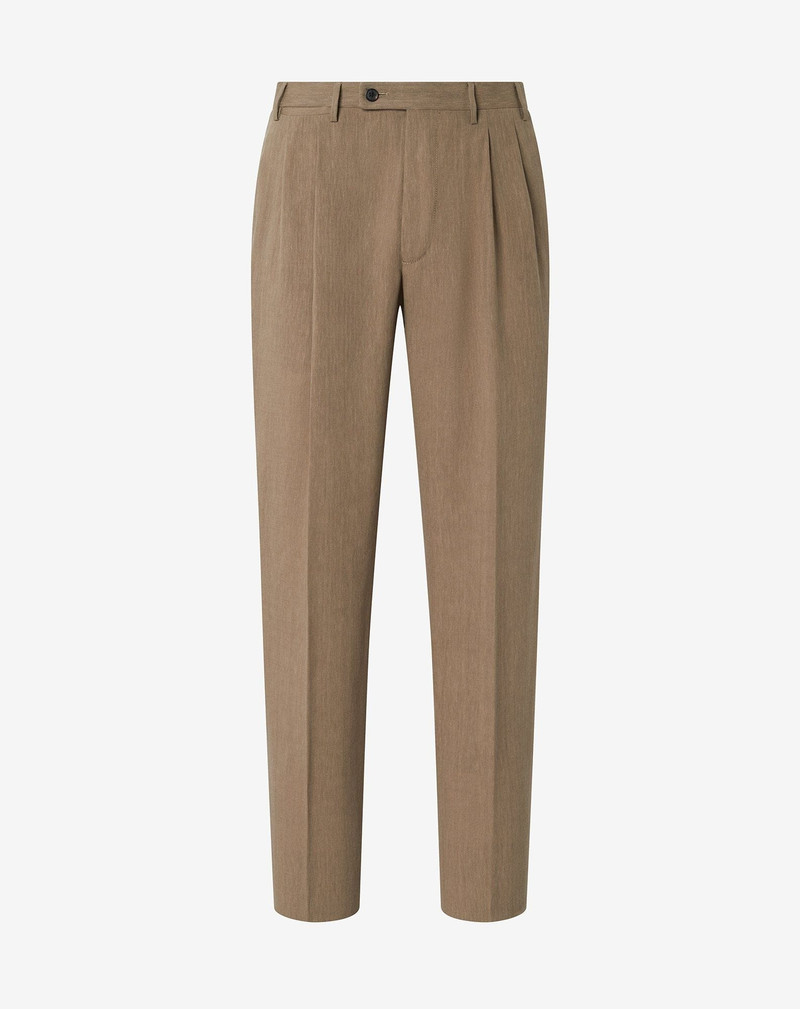 Extralight beige wool and naturally stretch linen trousers 1