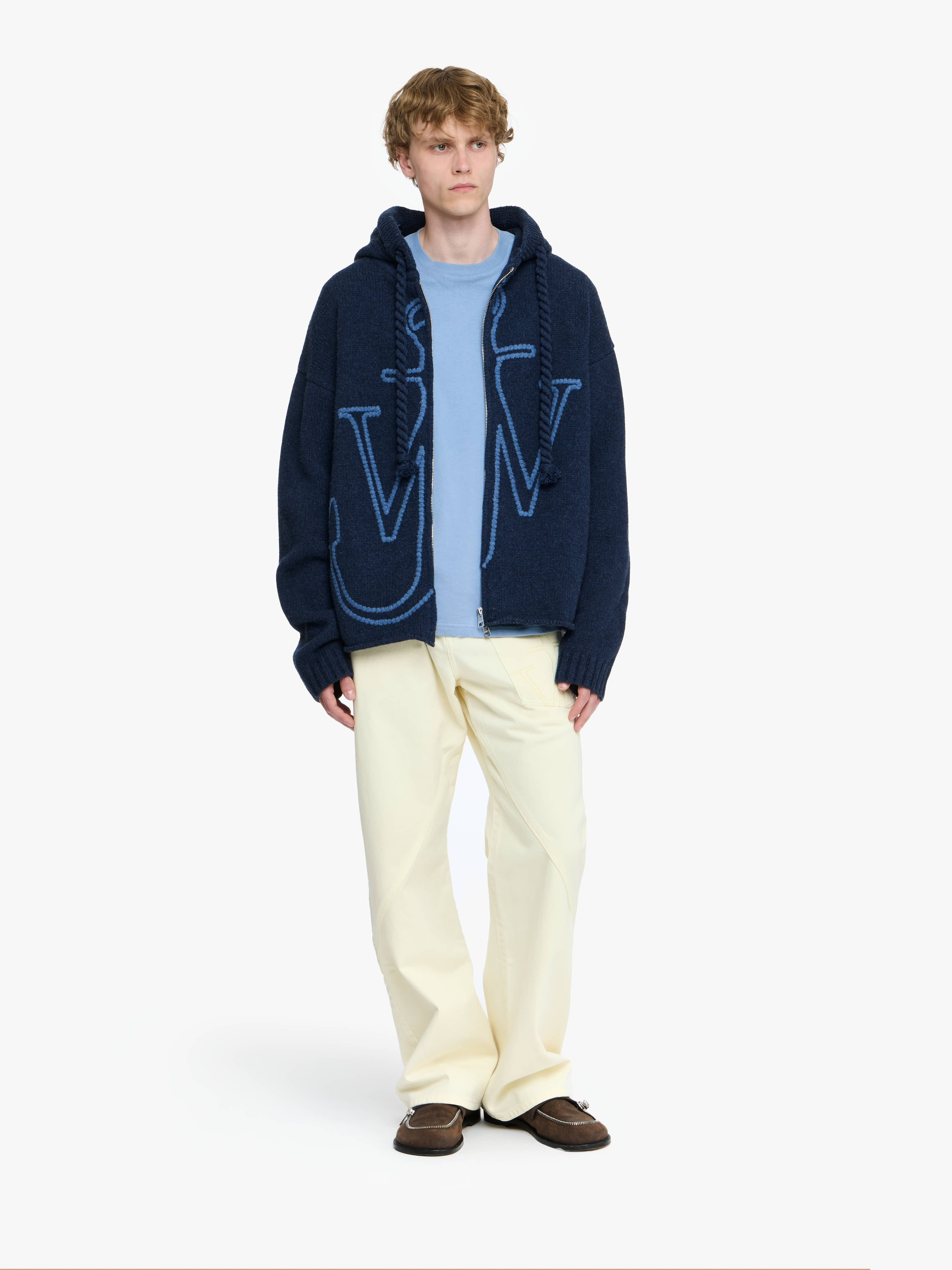 ANCHOR EMBROIDERY ZIPPED HOODIE - 2