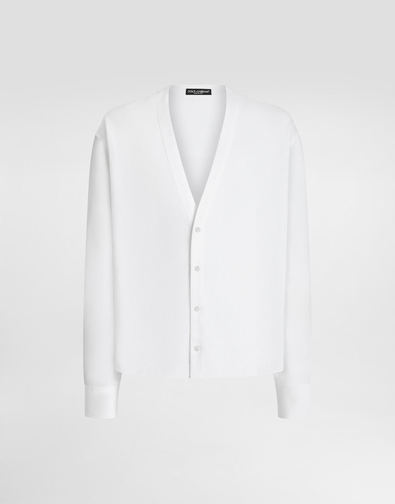 Long-sleeved linen shirt with cardigan buttoning 1