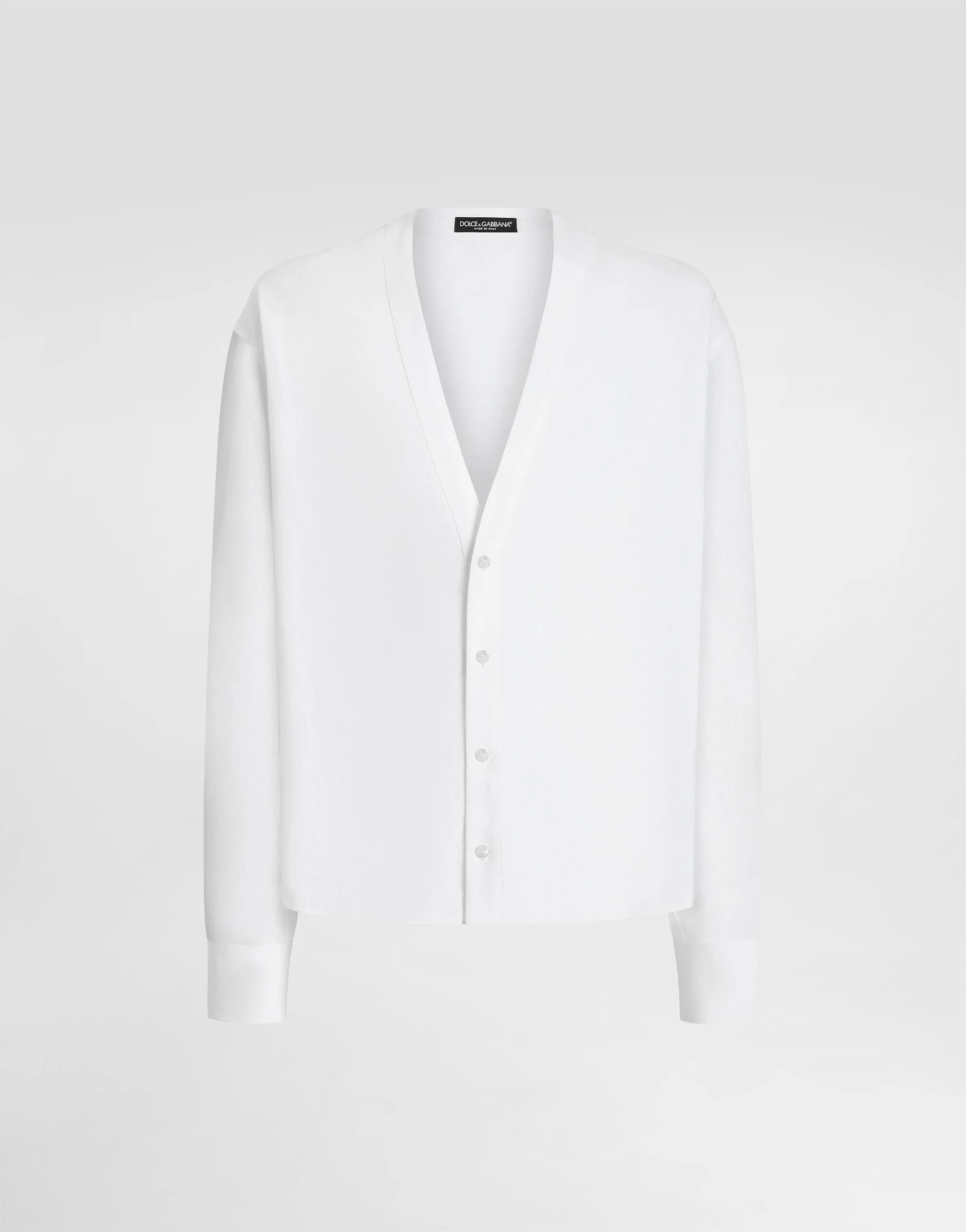 Long-sleeved linen shirt with cardigan buttoning - 1
