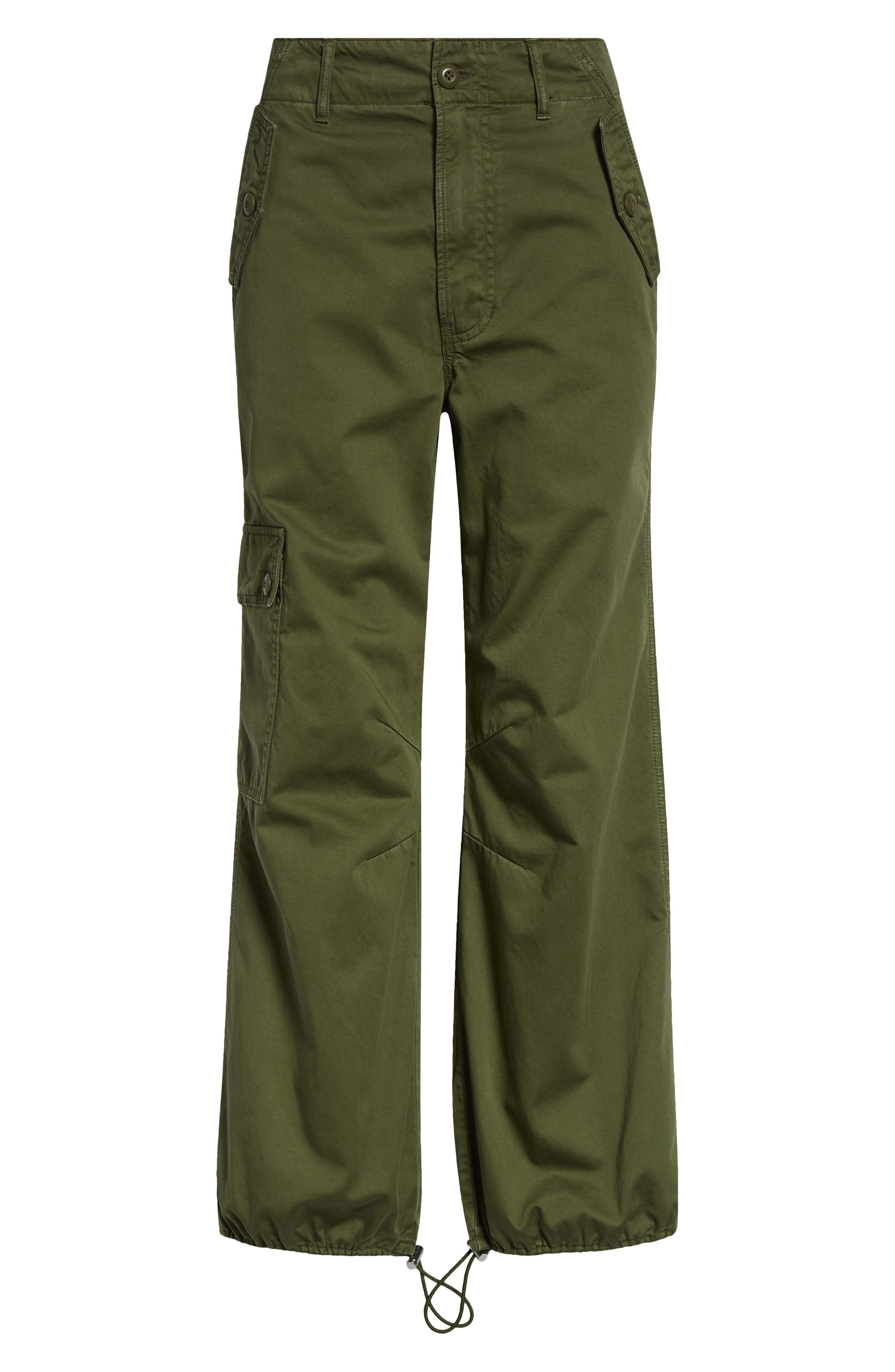 Veronica Beard Mandy Cotton Parachute Pants in Army at Nordstrom - 6