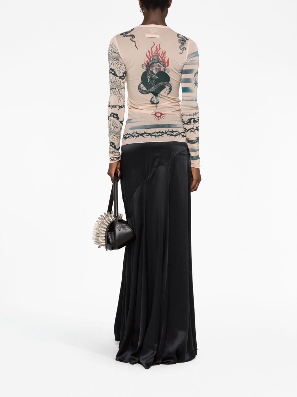 tattoo-print long-sleeved top - 4