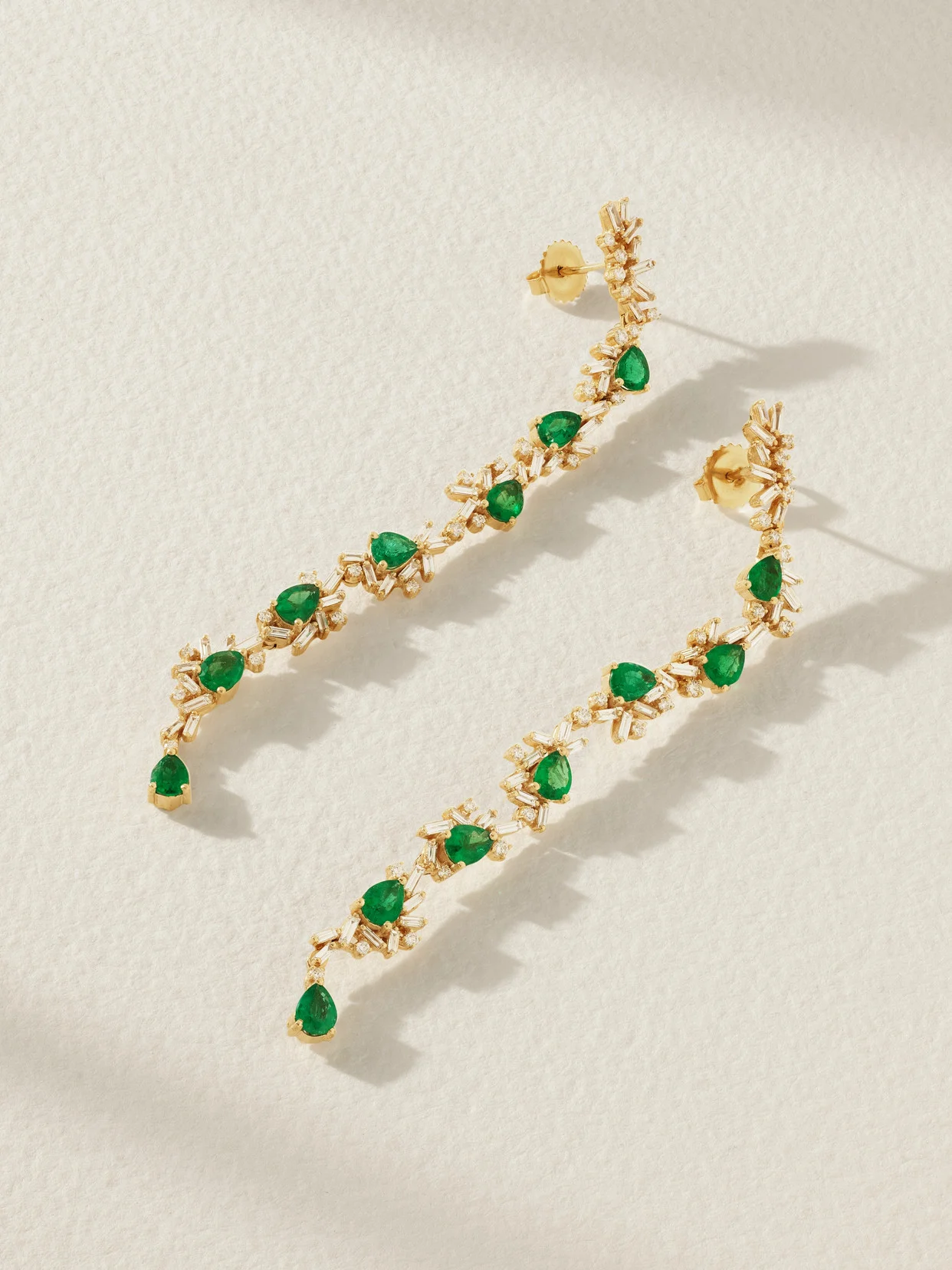 18-karat Gold, Diamond And Emerald Earrings - 1