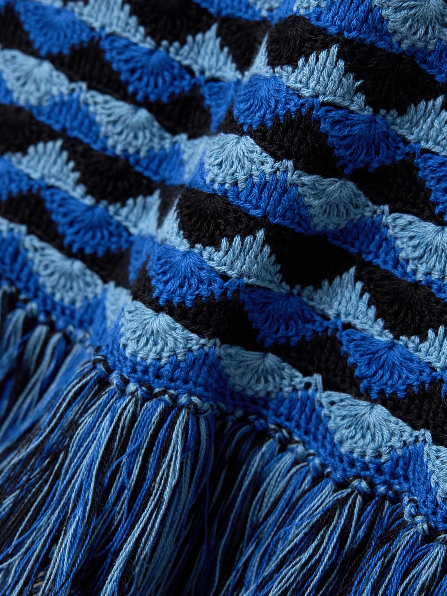 Profundo fringed crocheted cotton sweater Blue - 4