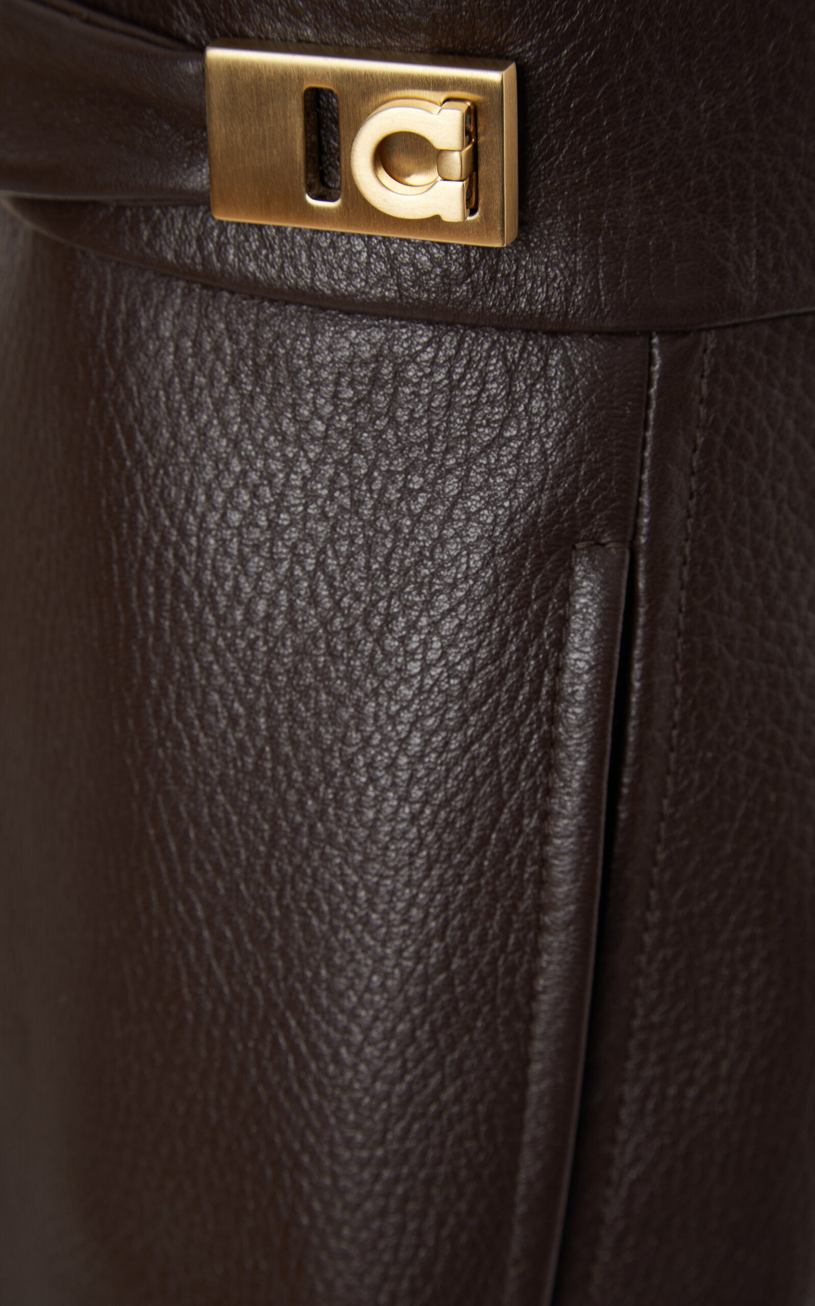 Pencil Leather Maxi Skirt brown - 6
