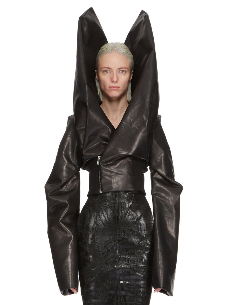 Flight high-neck asymmetric leather jacket 1