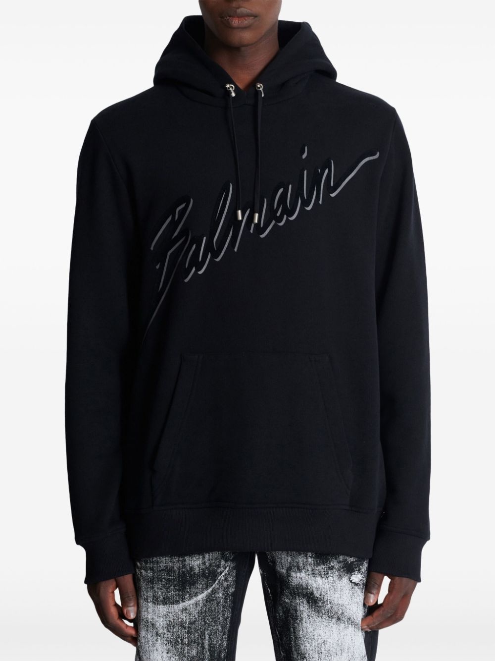 flocked-logo hoodie - 5