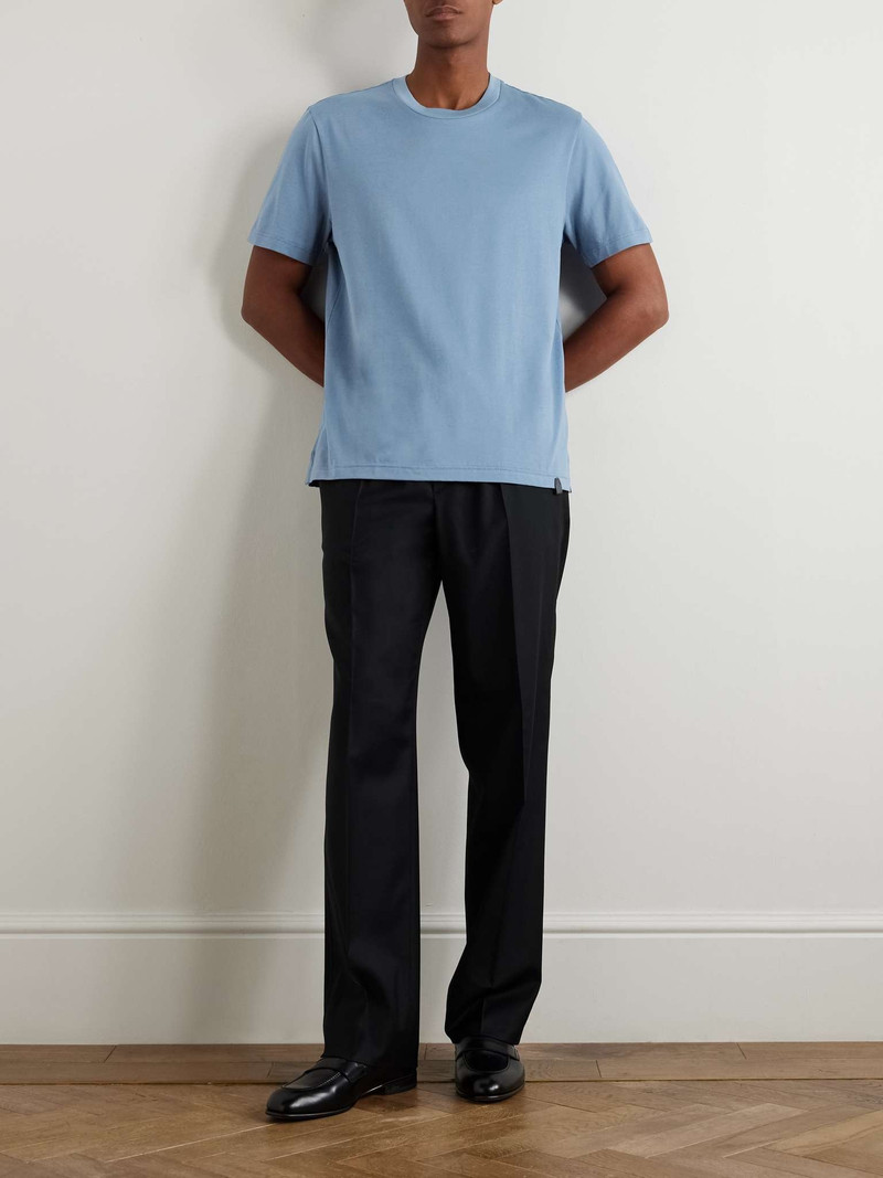 Brioni Leather-Trimmed Cotton-Jersey T-Shirt outlook
