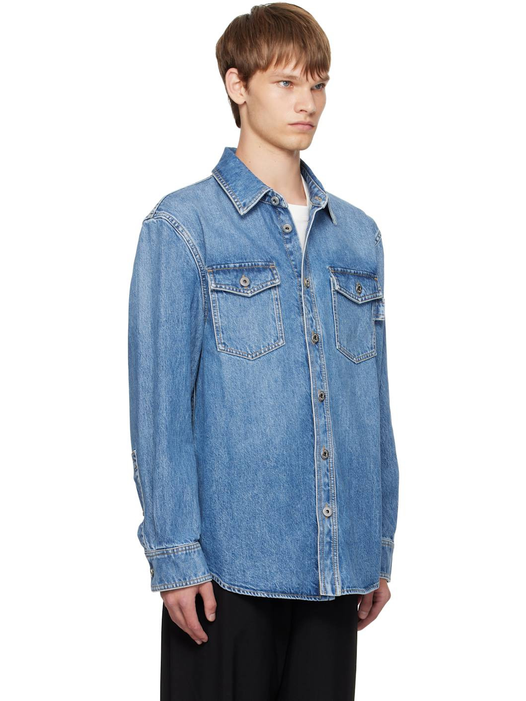 Blue Faded Denim Shirt - 2