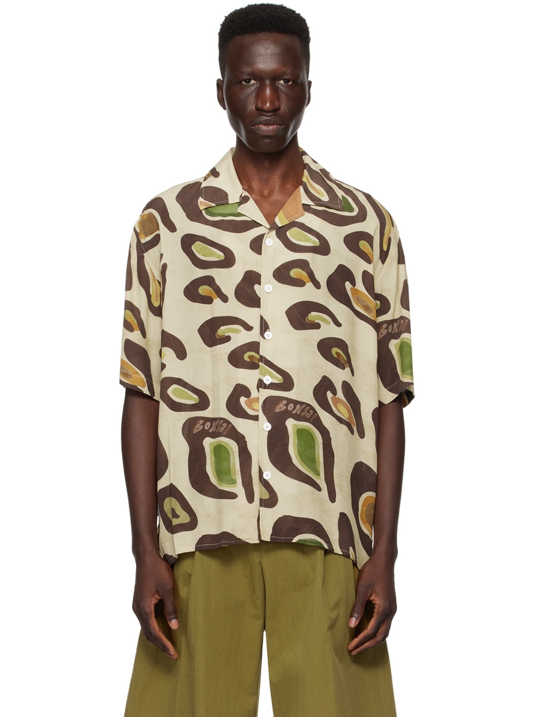 Beige & Brown Printed Shirt - 1