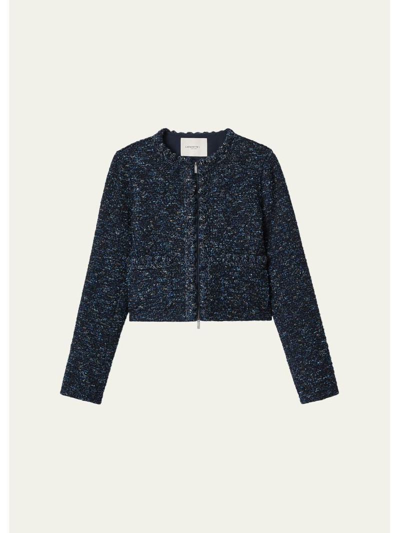Pom Pom-Trim Boucle Tweed Jacket 1