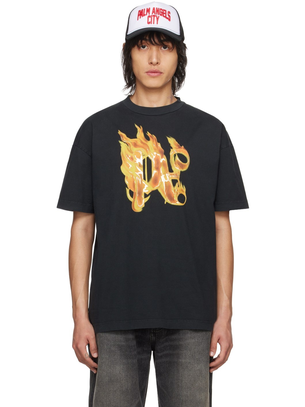 Black Burning Monogram T-Shirt - 1