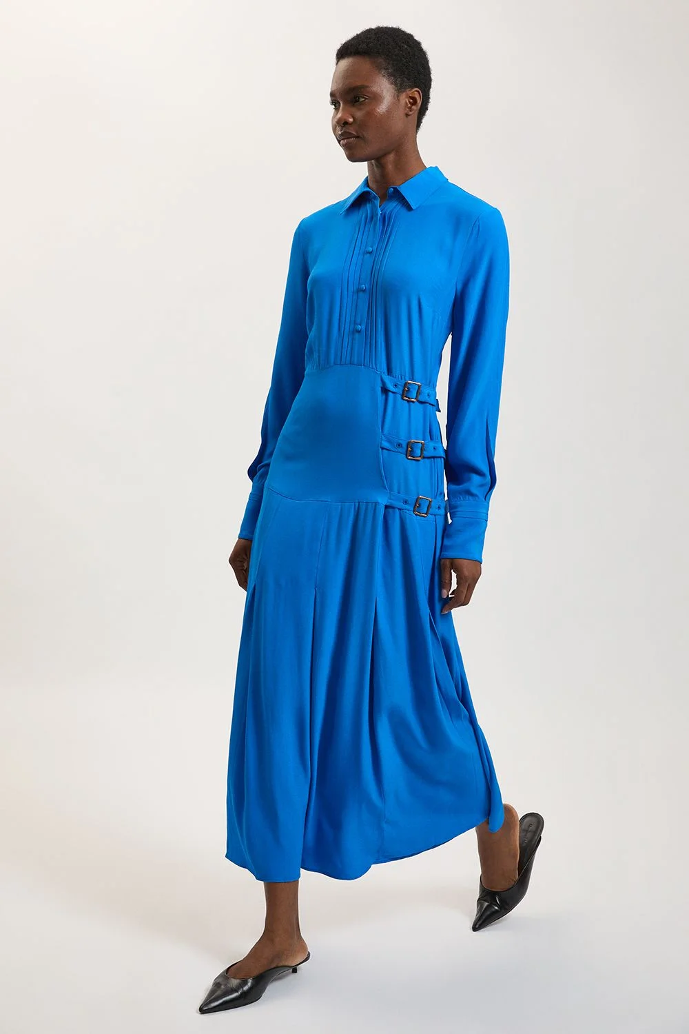 Cobalt Detail Viscose Shirt Dress - 1