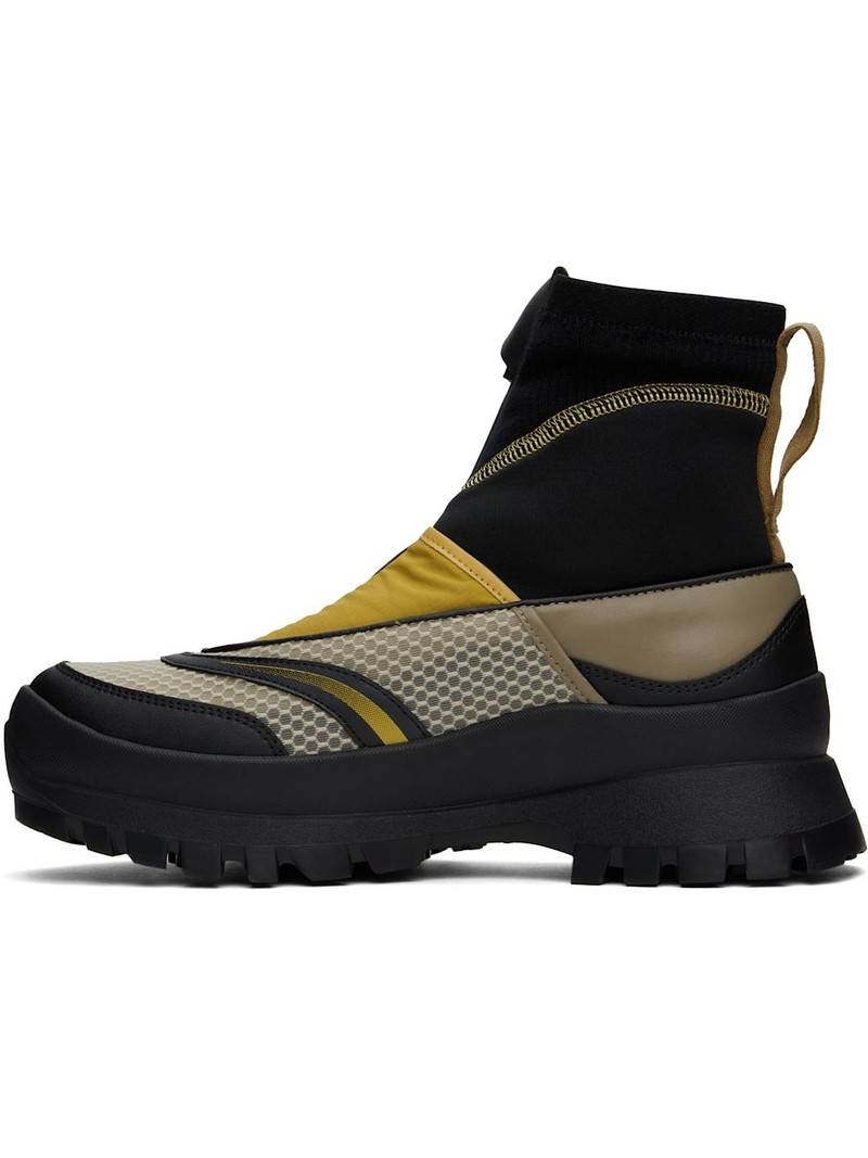 Khaki & Black Mattio Zip-Up Sneakers 3