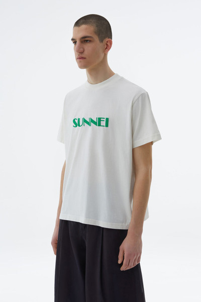 SUNNEI WHITE T-SHIRT WITH GREEN EMBROIDERED LOGO outlook