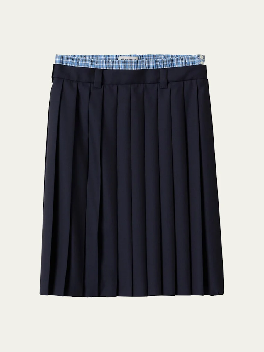 Double-Waist Pleated Skirt - 1