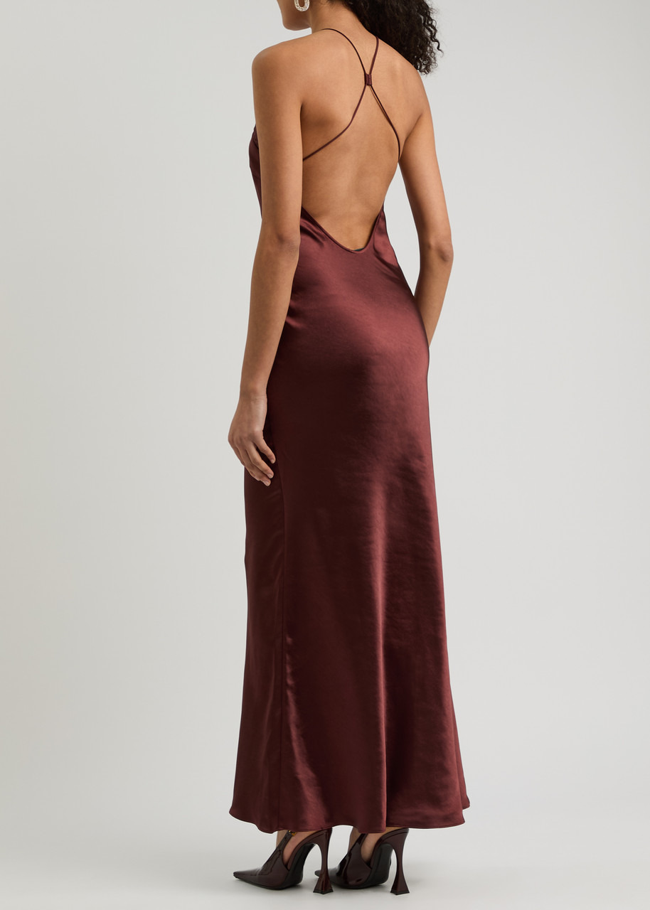 Self-portrait Lace-trimmed Satin Maxi Dress - 3