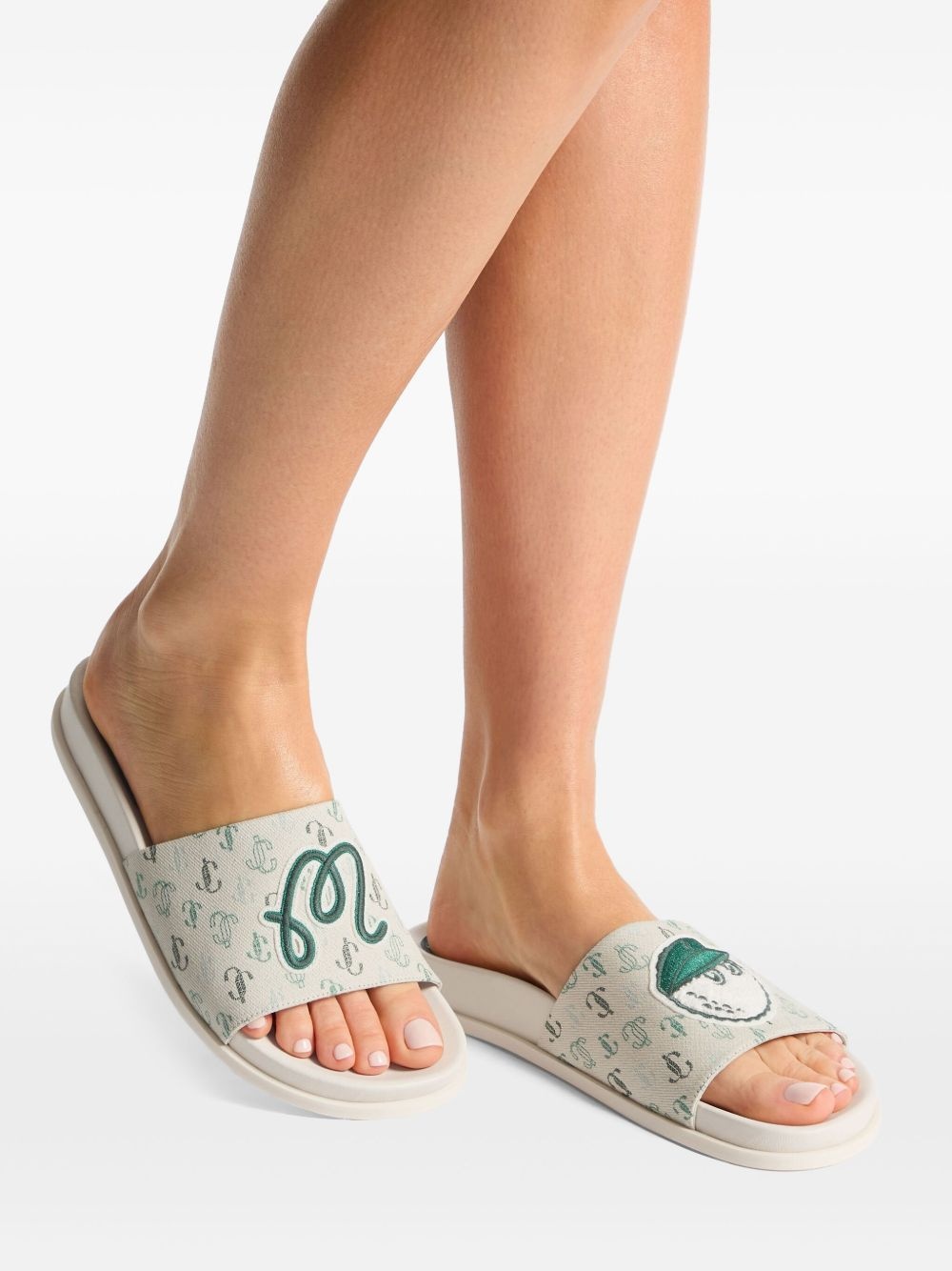 monogram-printed slip-on sandals - 6