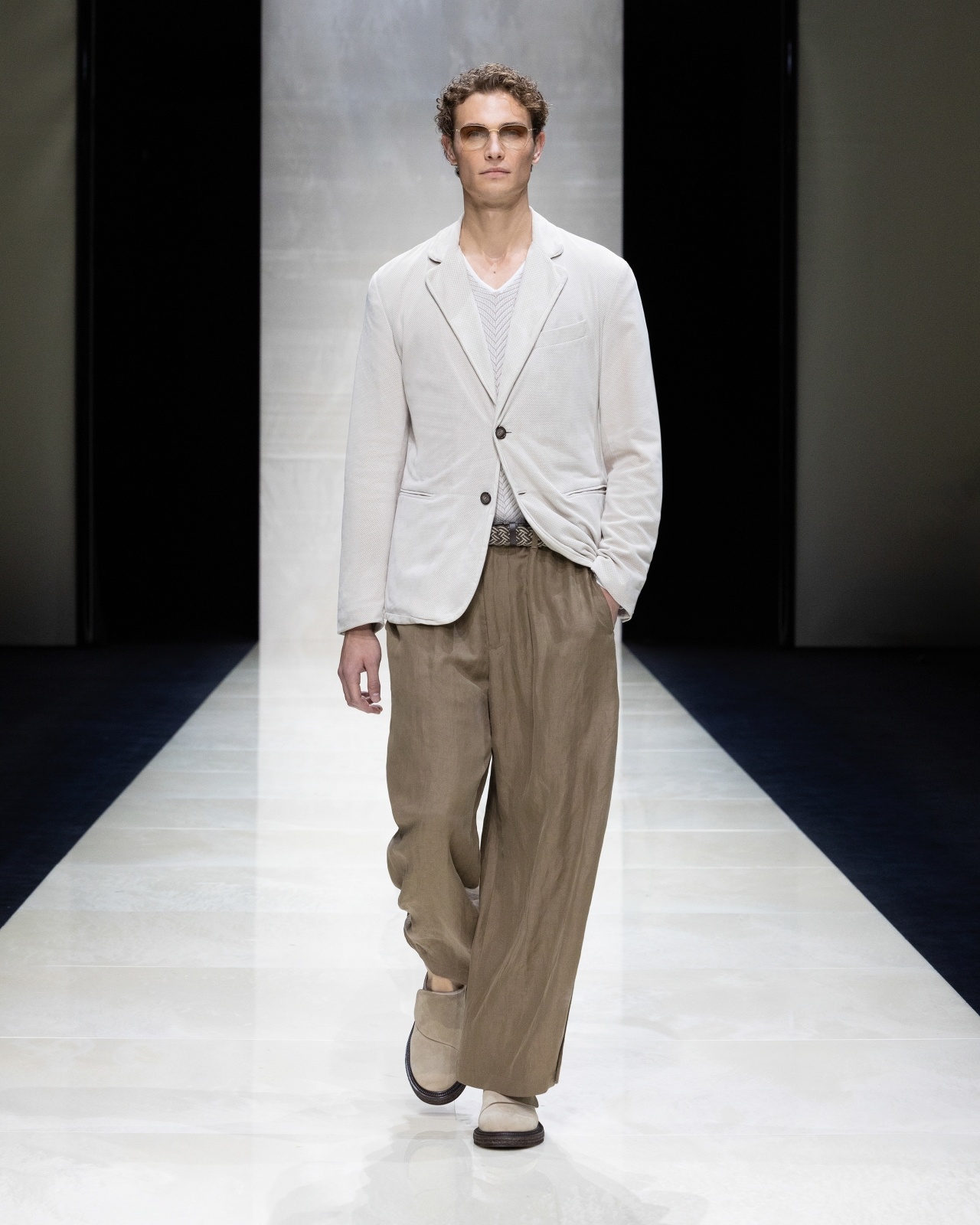 LINEN AND SILK WIDE TROUSERS - 8