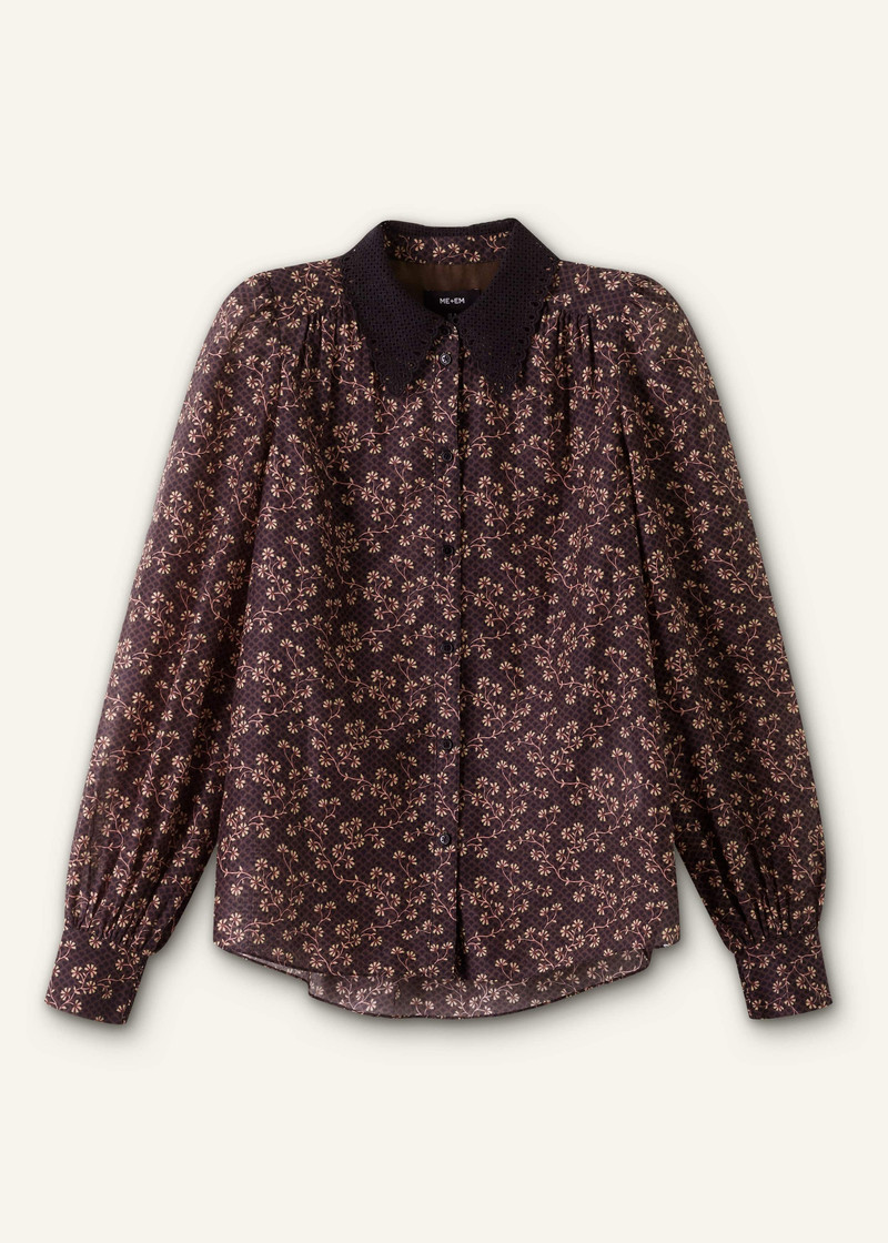Contrast Collar Blouse - 1