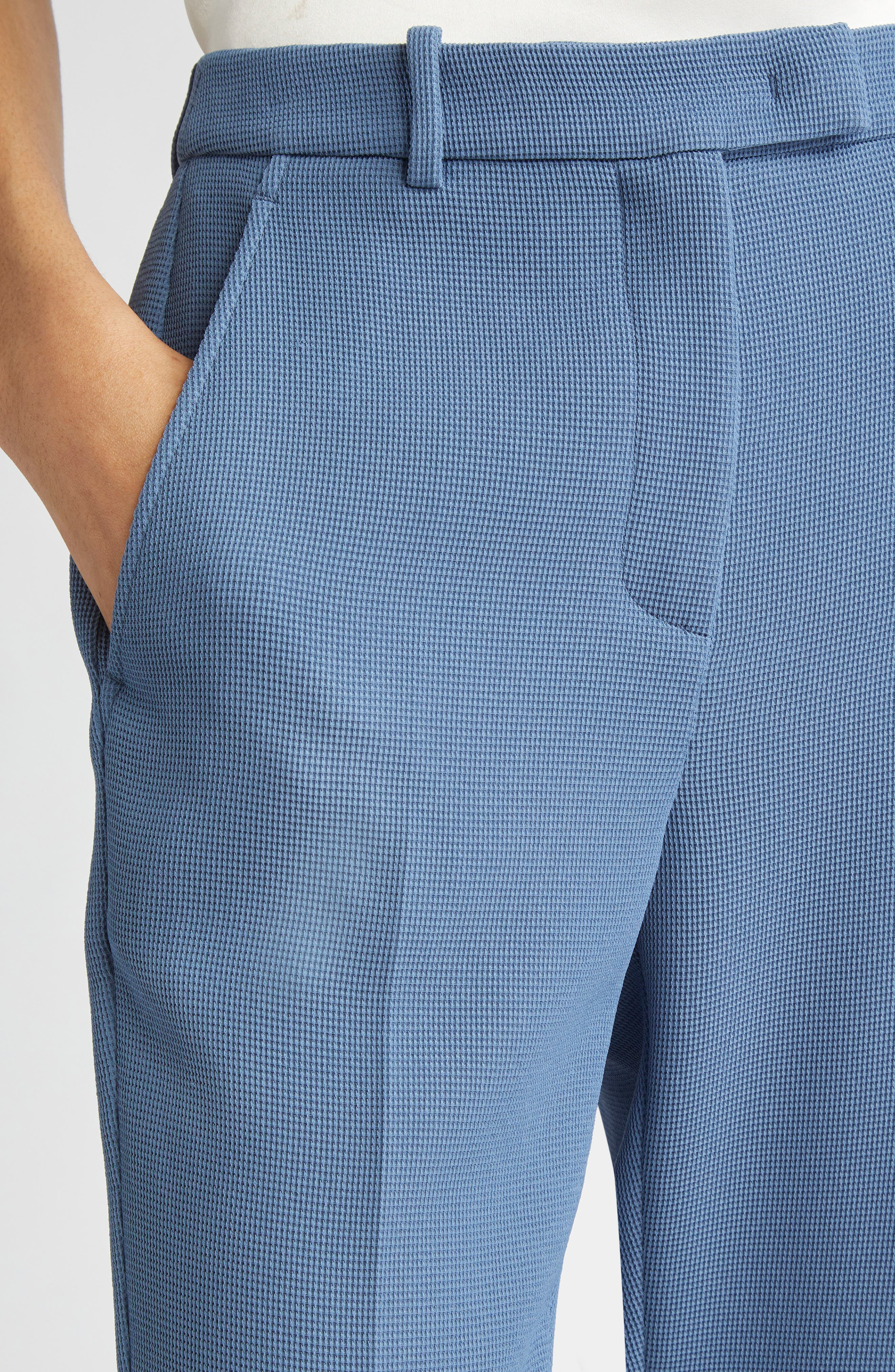 Emporio Armani Slim Fit Trousers in Solid Blue Navy at Nordstrom - 5