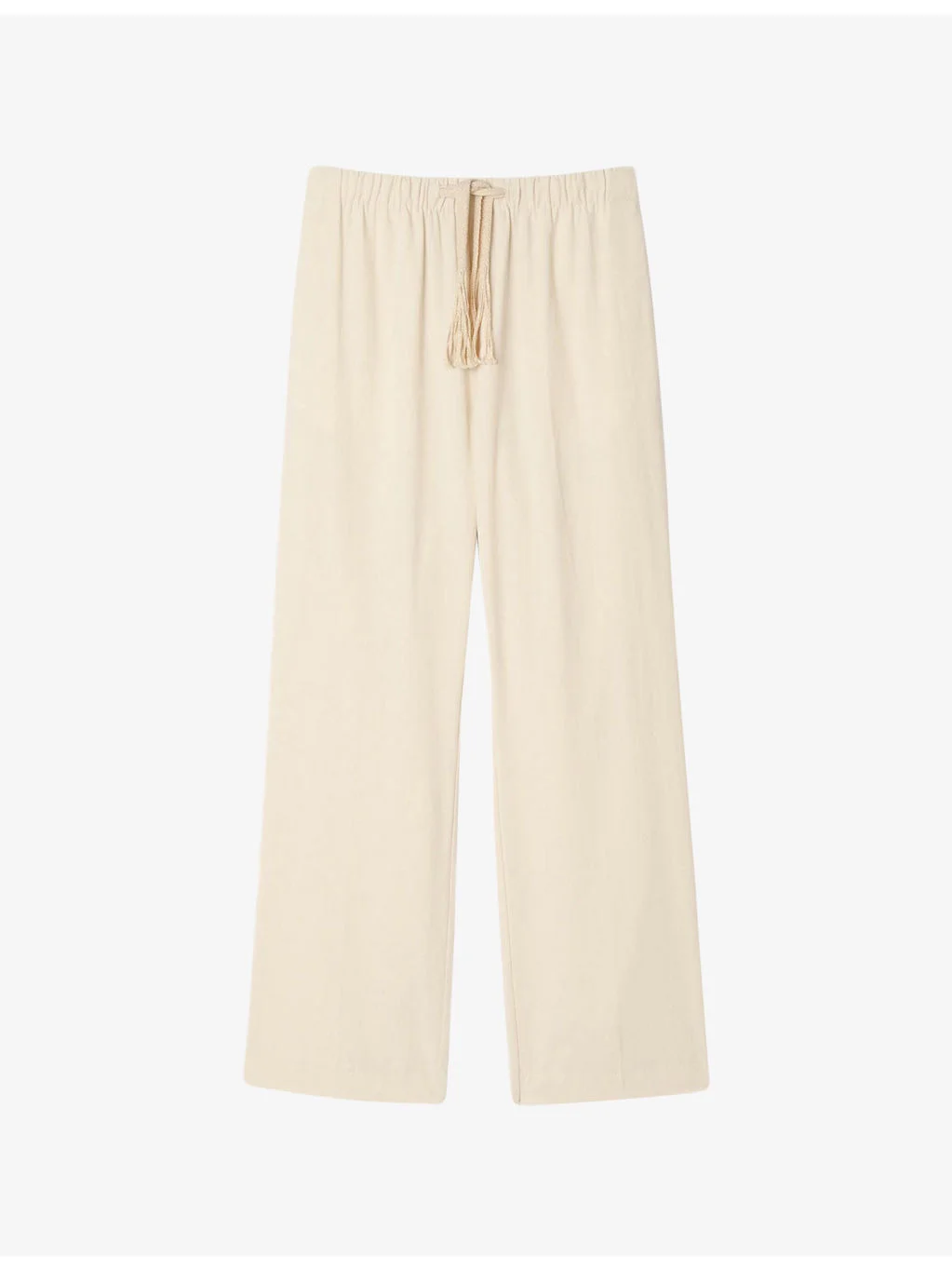 Drawstring-Waist Wide-Leg Cotton Trousers - 1