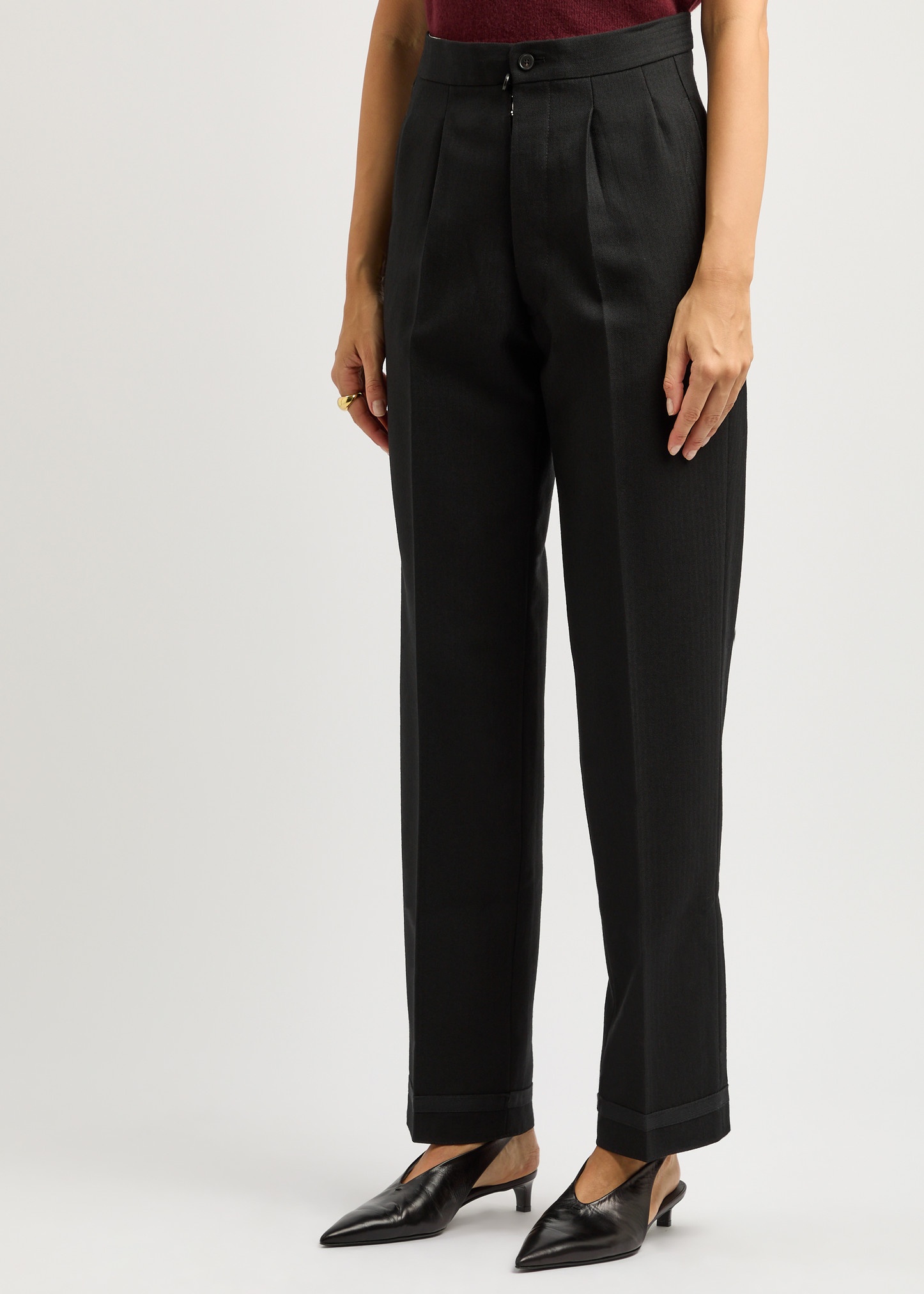 Herringbone wool trousers - 2