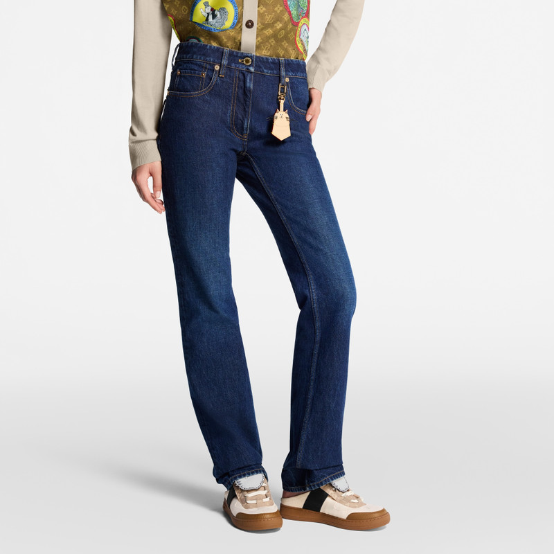 Straight-Cut Washed Denim Jeans 4