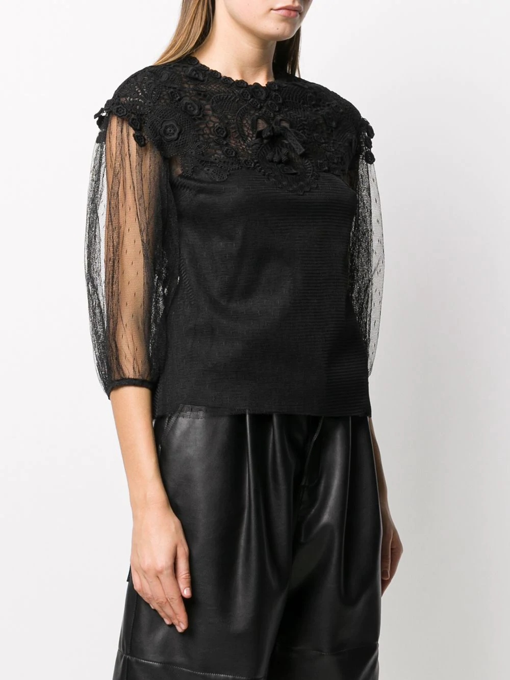 lace overlay blouse - 3