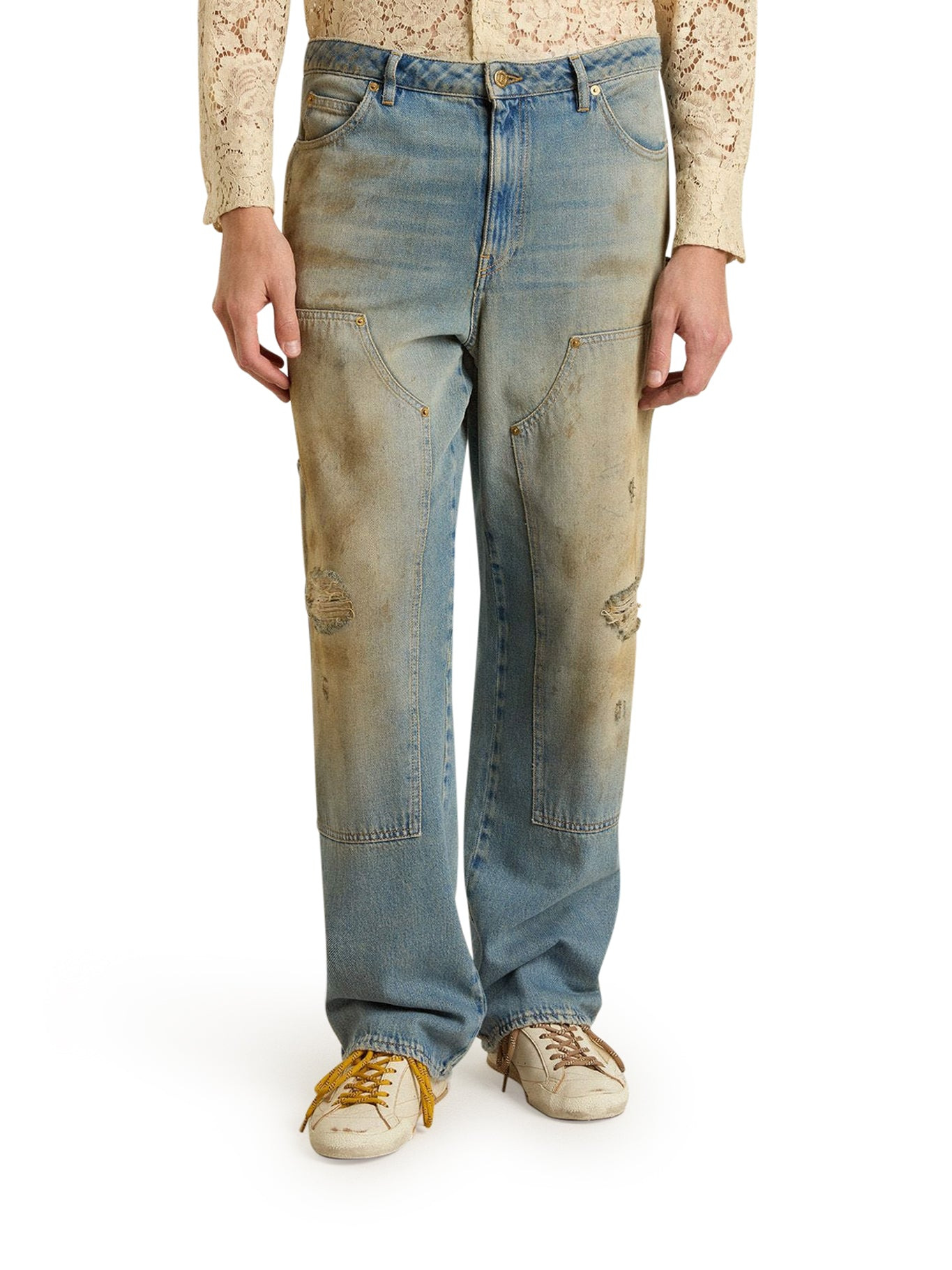 SAND WASH JEANS WITH A DISTRESSED EFFECT - 3